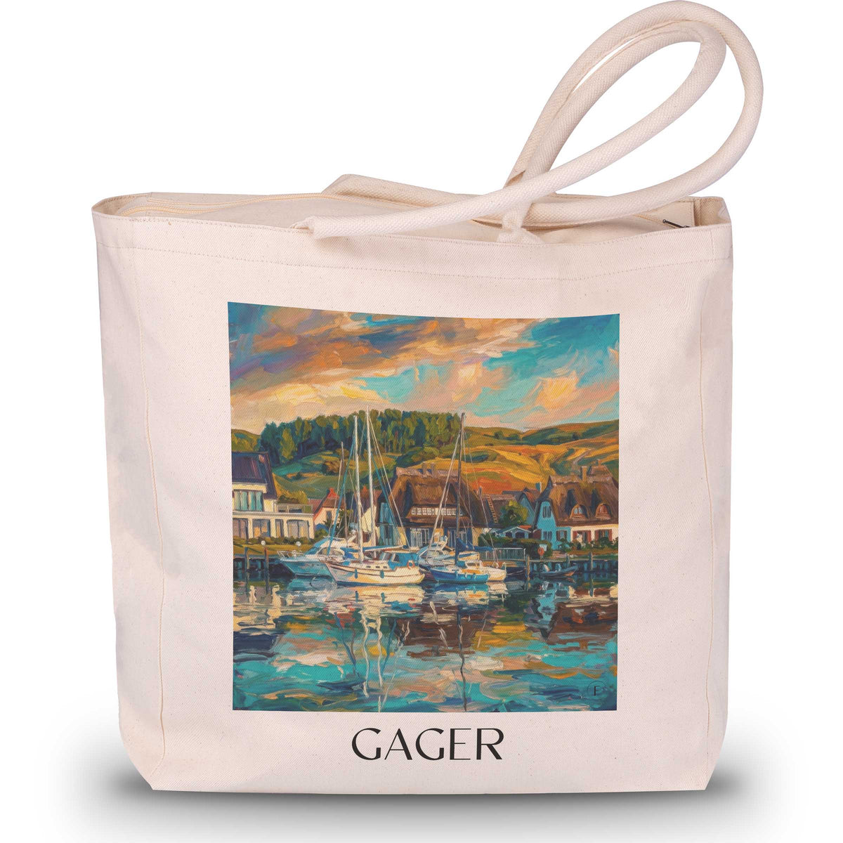 Gager Shopping Tasche - Rügen - Deutschland Tote Bag - Einkaufstasche im Ölgemälde Stil - favplace