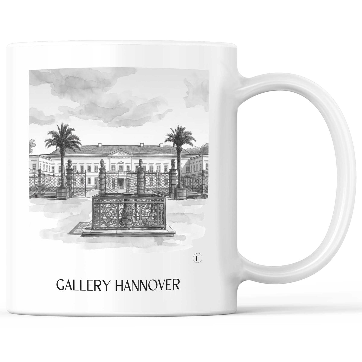 Galerie Kaffeebecher - Hannover - Deutschland Becher - Kaffeetasse im Aquarell Schwarz-Weiß Stil - favplace