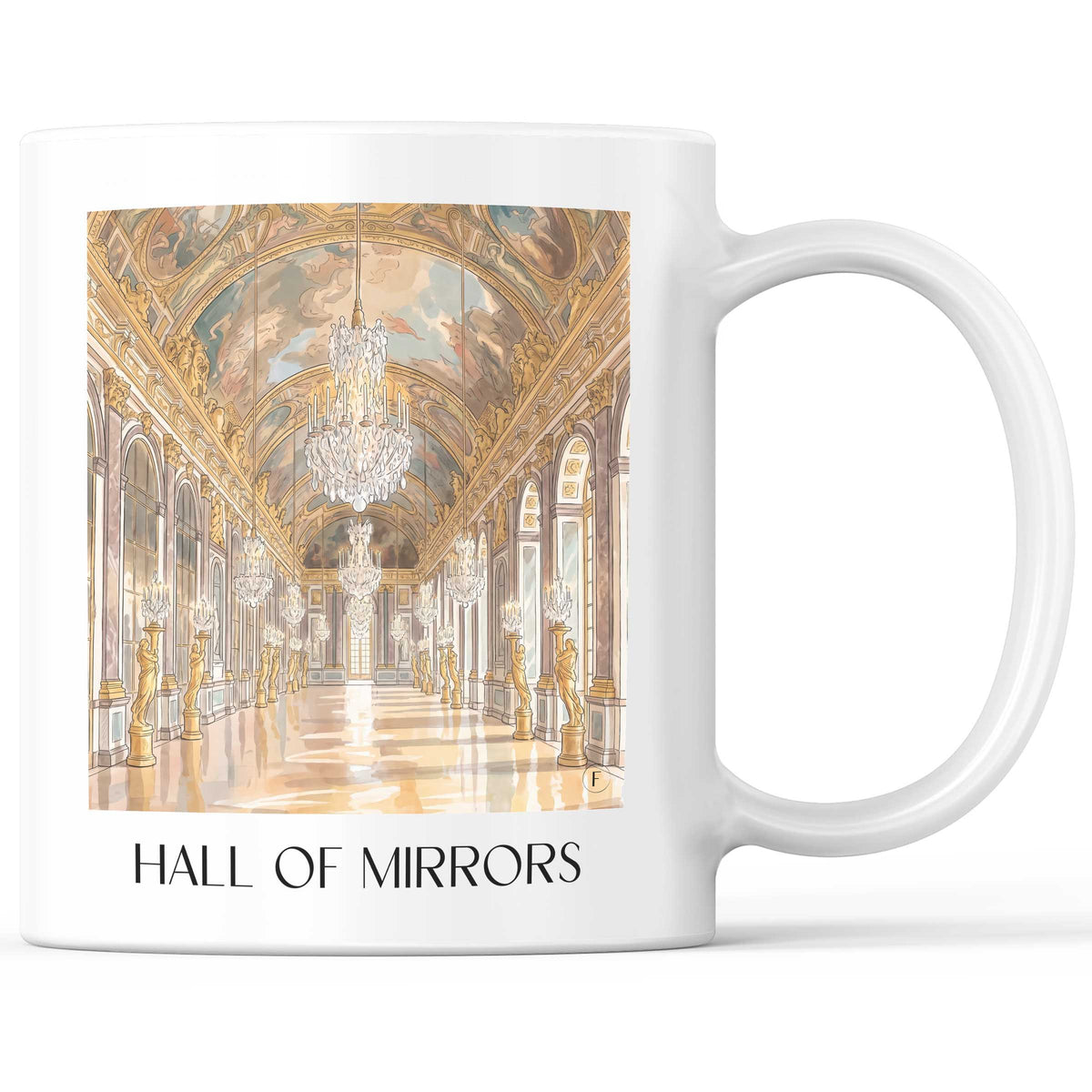 Galerie des Glaces Kaffeebecher - Versailles - Frankreich Becher - Kaffeetasse im Aquarell Stil - favplace