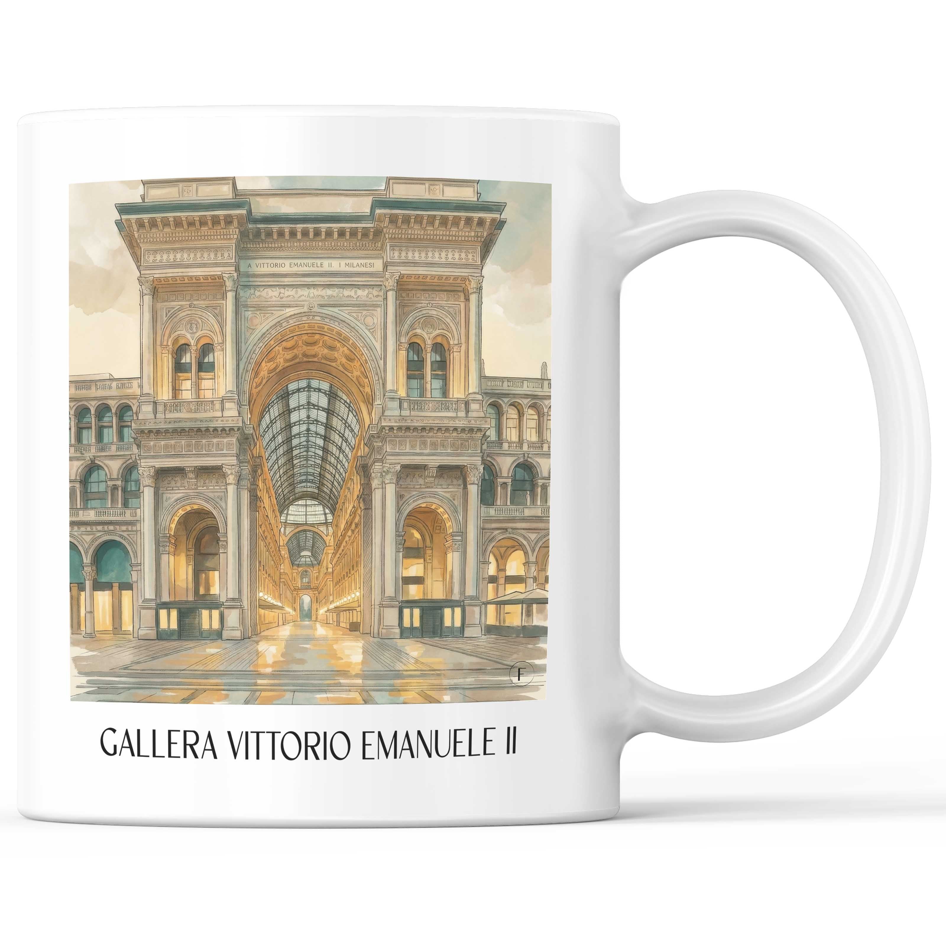 Gallera Vittorio Emanuele II Kaffeebecher - Mailand - Italien Becher - Kaffeetasse im Aquarell Stil - favplace