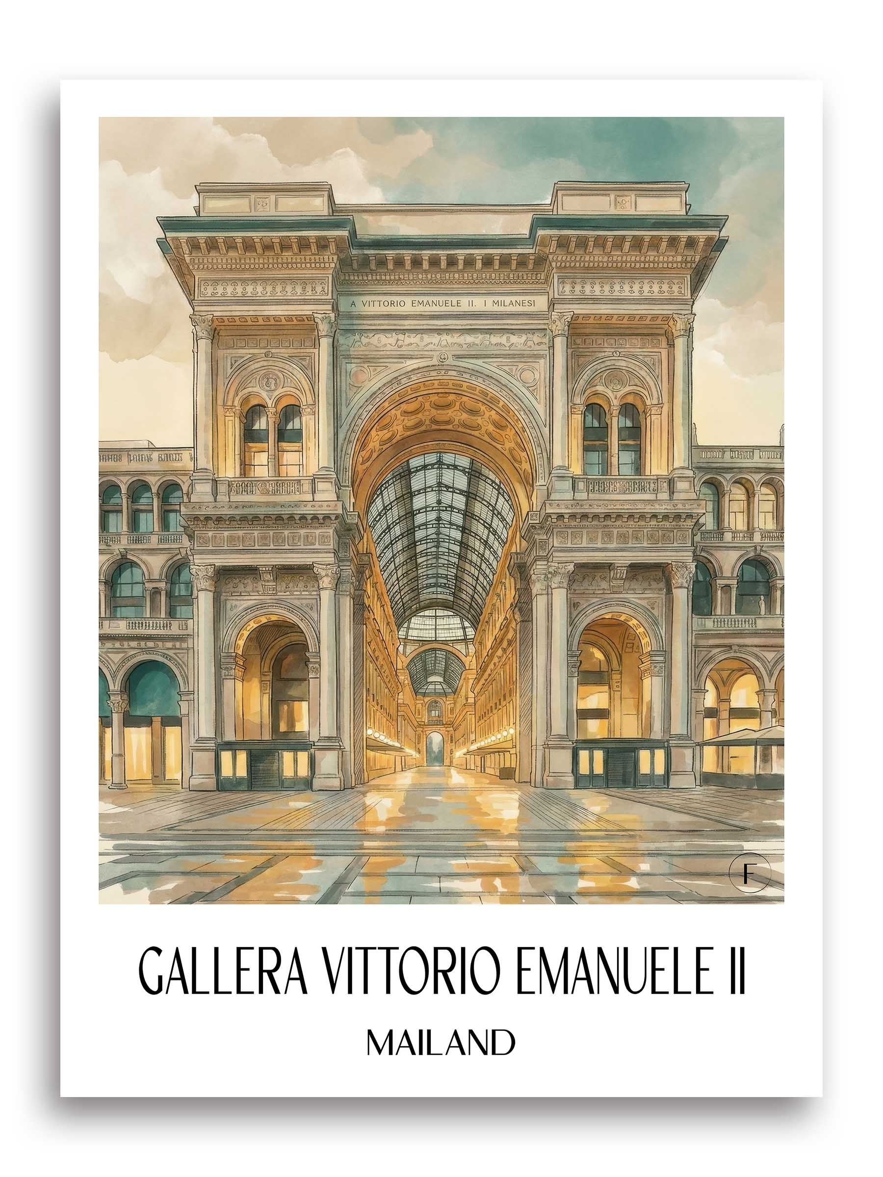 gallera-vittorio-emanuele-ii-mailand-italien-poster-aquarell