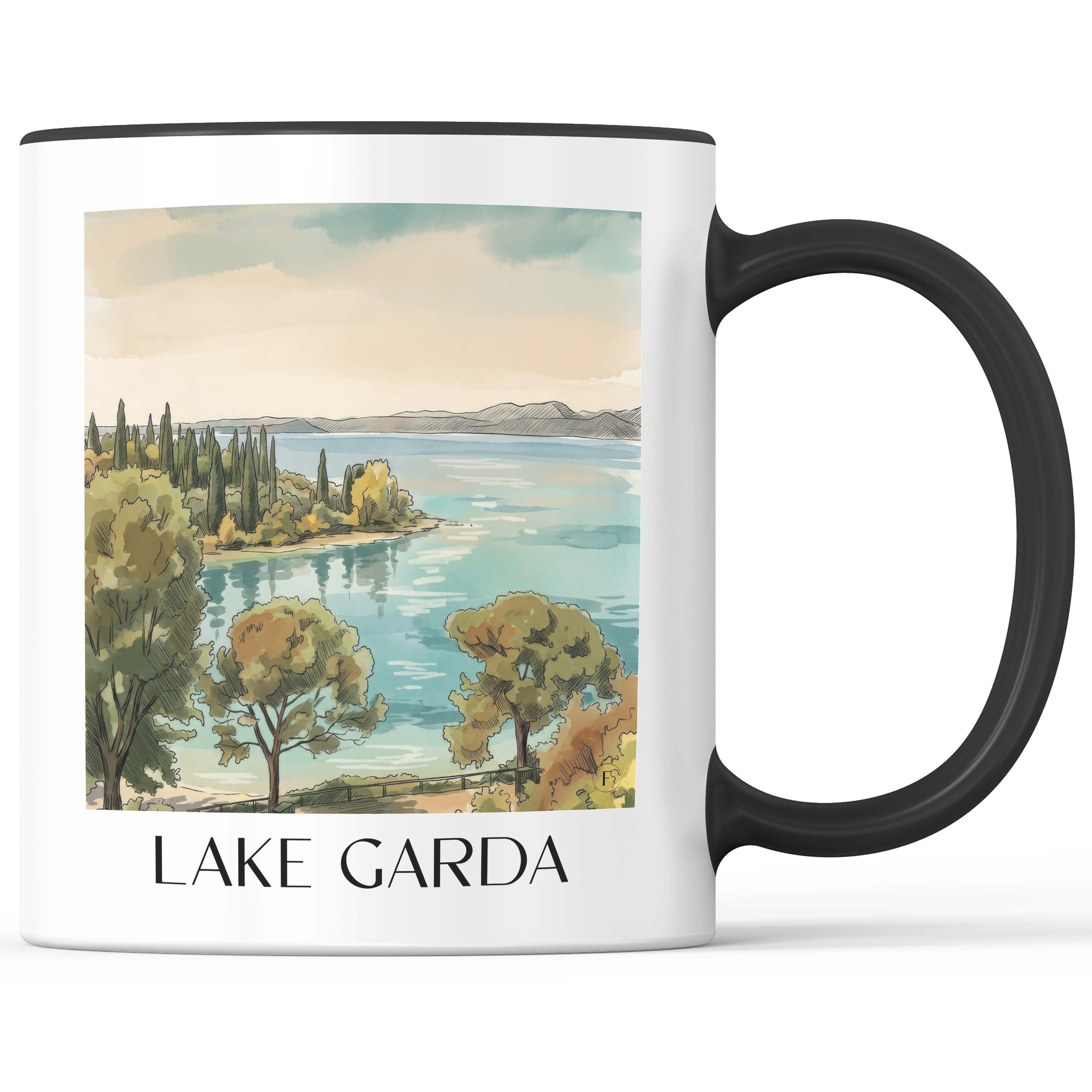 Gardasee - Italien Becher - Kaffeetasse im Aquarell Stil - favplace
