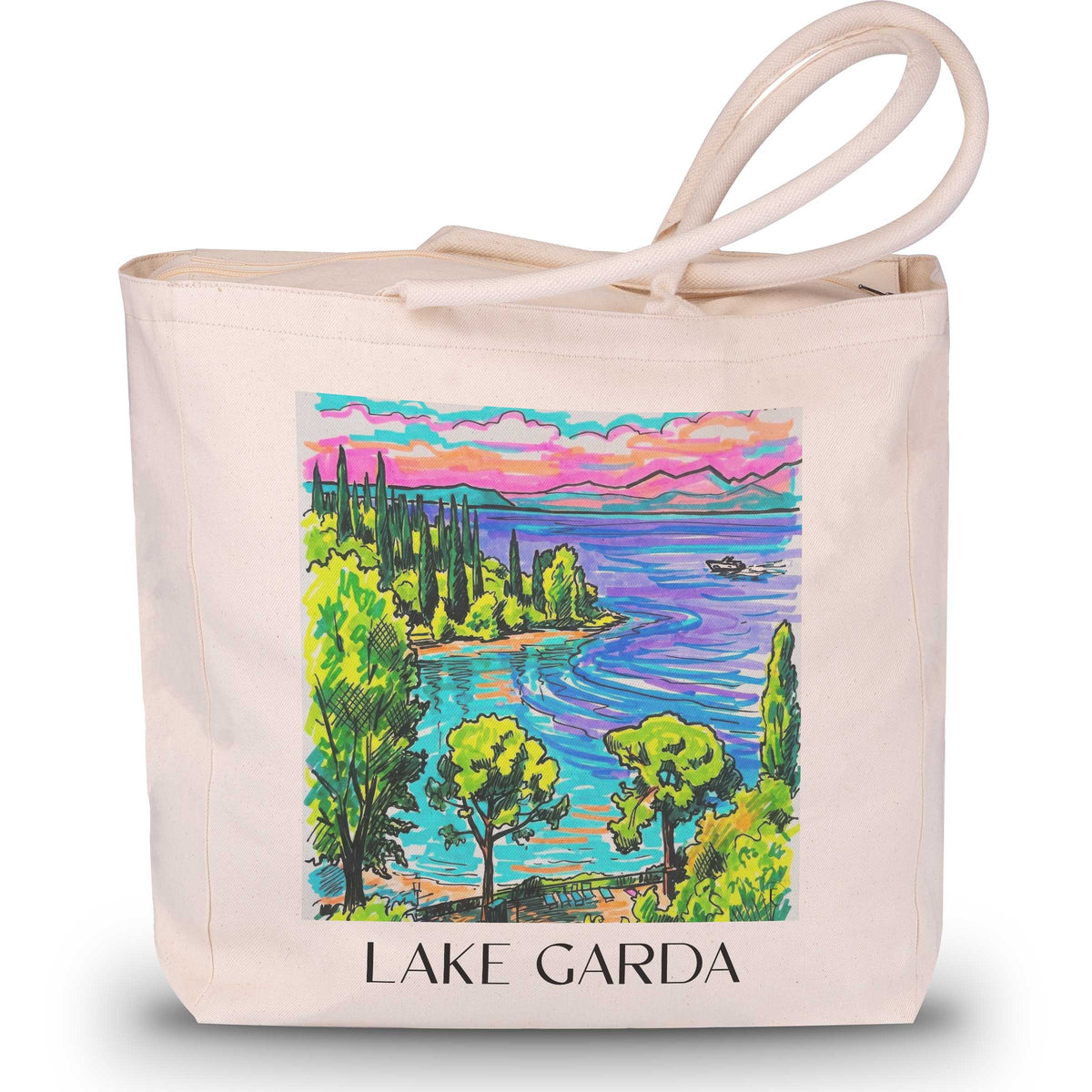 Gardasee - Italien Tote Bag - Einkaufstasche im Tag Graffiti Stil - favplace