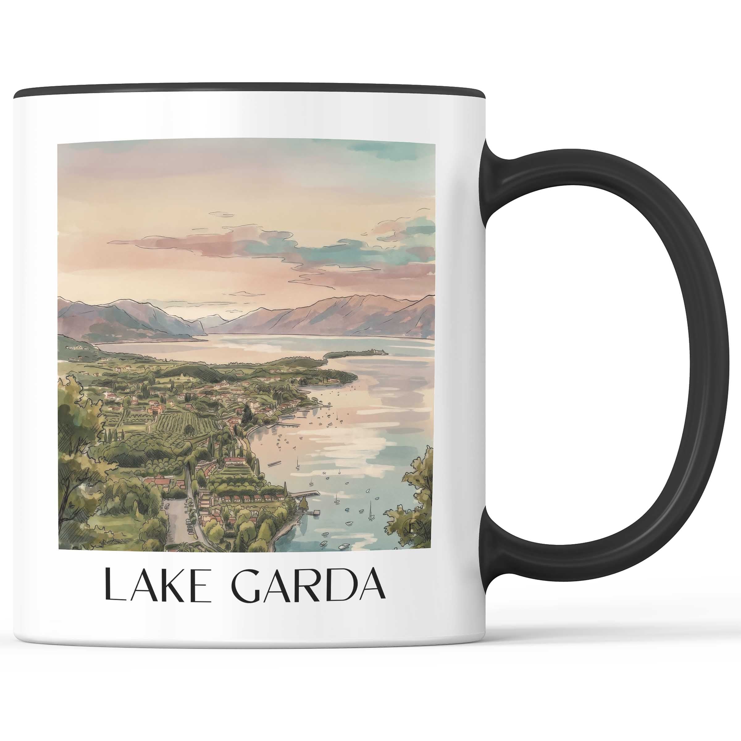 Gardasee Kaffeebecher - Italien - Italien Becher - Kaffeetasse im Aquarell Stil - favplace