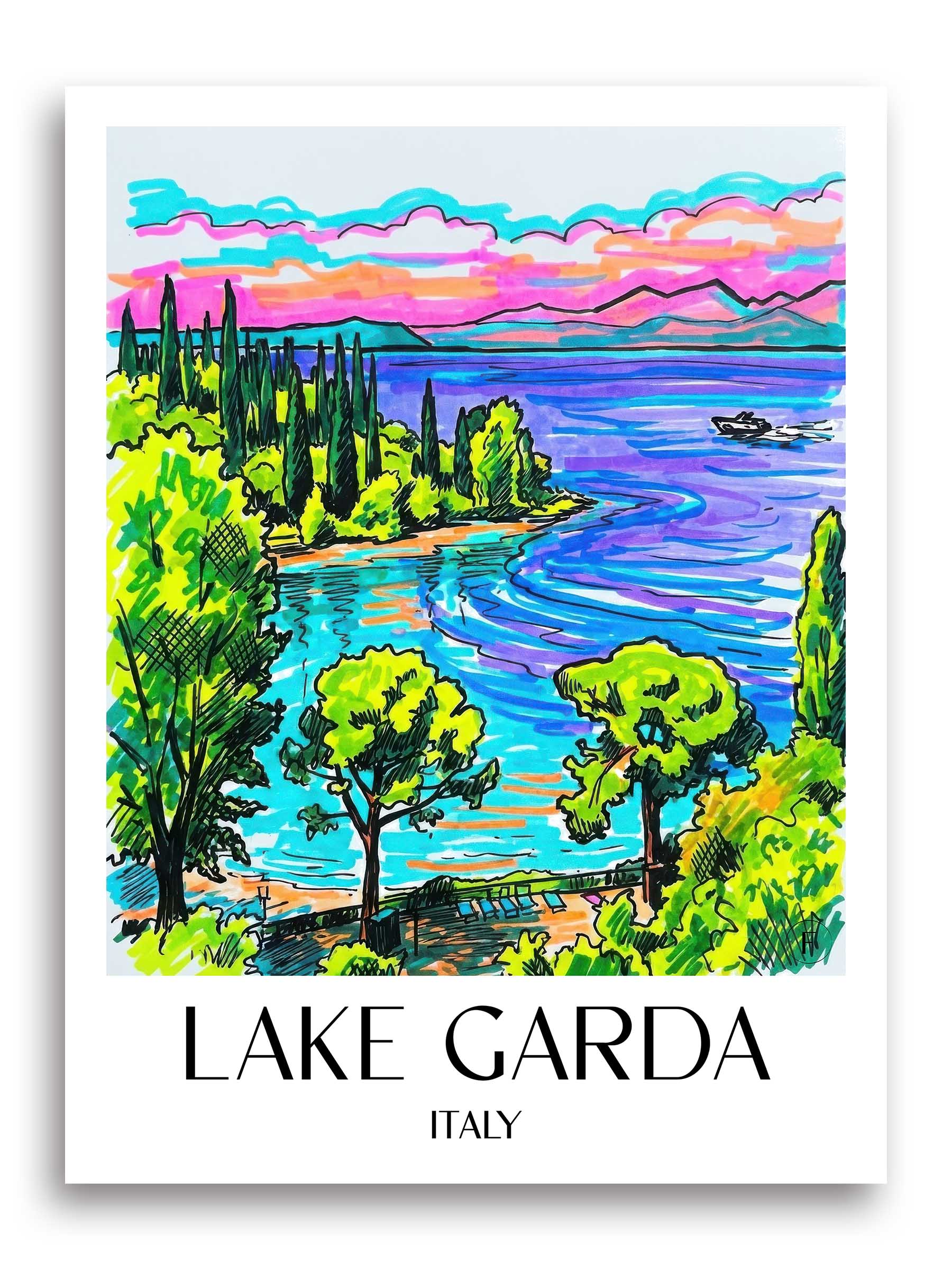 Gardasee Poster - - Italien Kunstdruck - Tag Graffiti von A4 bis A1 - favplace