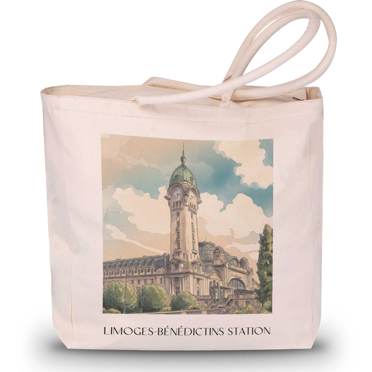 Gare de Limoges-Bénédictins Shopping Tasche - Limoges - Frankreich Tote Bag - Einkaufstasche im Aquarell Stil - favplace