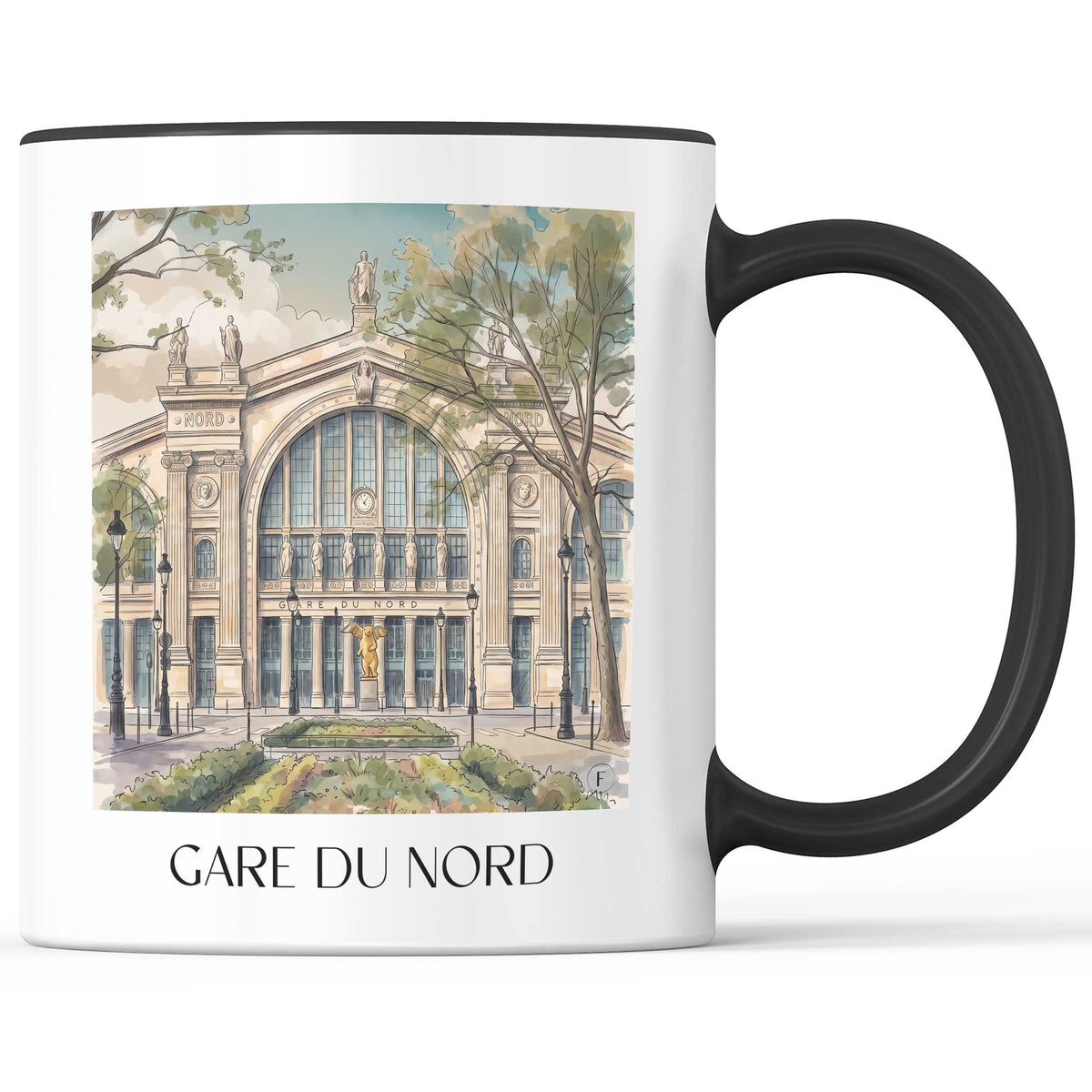 Gare du Nord Kaffeebecher - Paris - Frankreich Becher - Kaffeetasse im Aquarell Stil