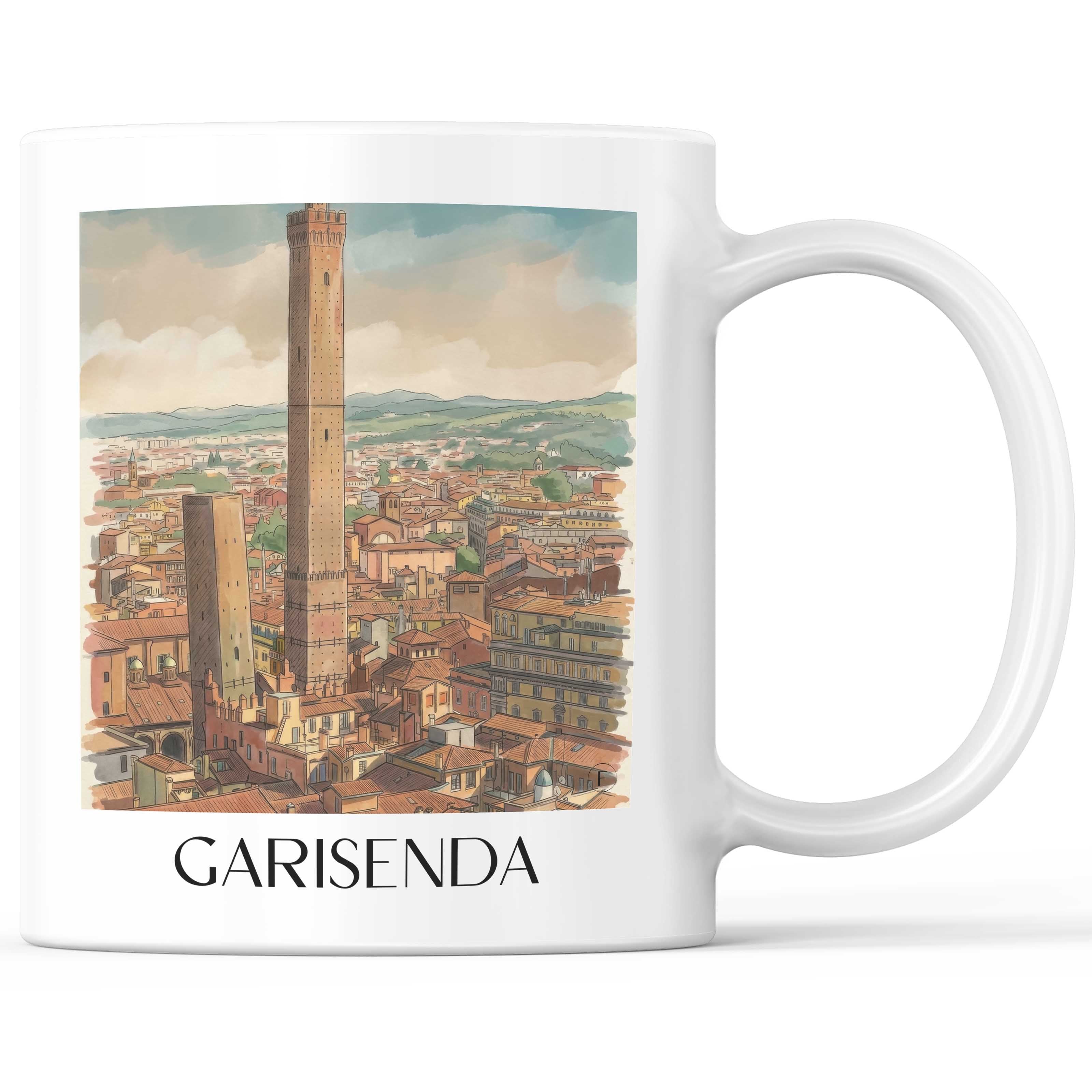 Garisenda Kaffeebecher - Bologna - Italien Becher - Kaffeetasse im Aquarell Stil - favplace