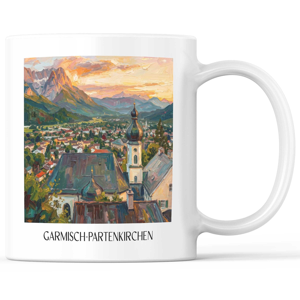 Garmisch-Partenkirchen Kaffeebecher - Werdenfelser Land - Deutschland Becher - Kaffeetasse im Ölgemälde Stil - favplace