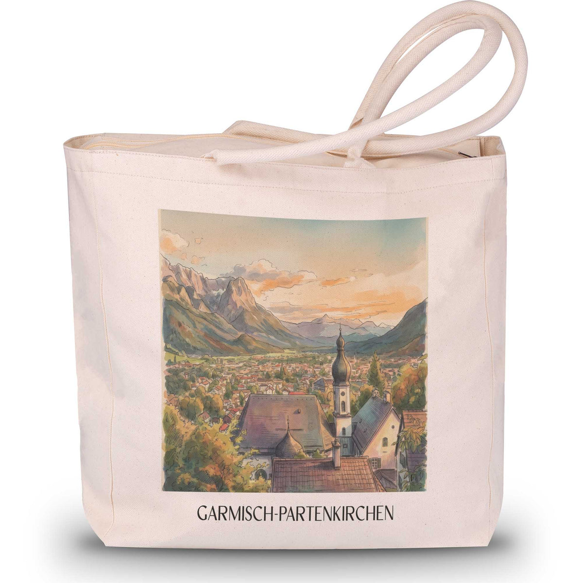 Garmisch-Partenkirchen Shopping Tasche - Werdenfelser Land - Deutschland Tote Bag - Einkaufstasche im Aquarell Stil - favplace