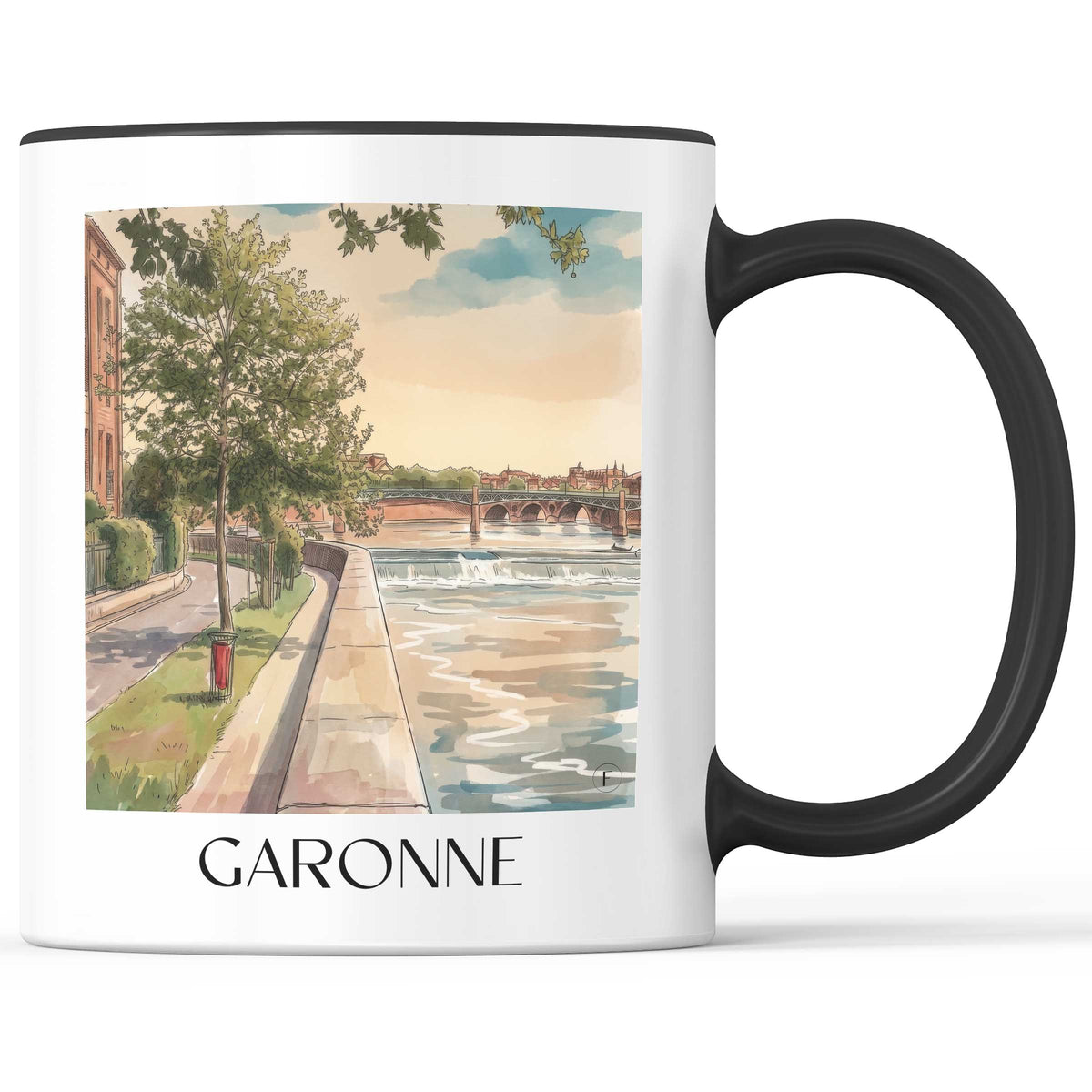 Garonne Kaffeebecher - Toulouse - Frankreich Becher - Kaffeetasse im Aquarell Stil - favplace