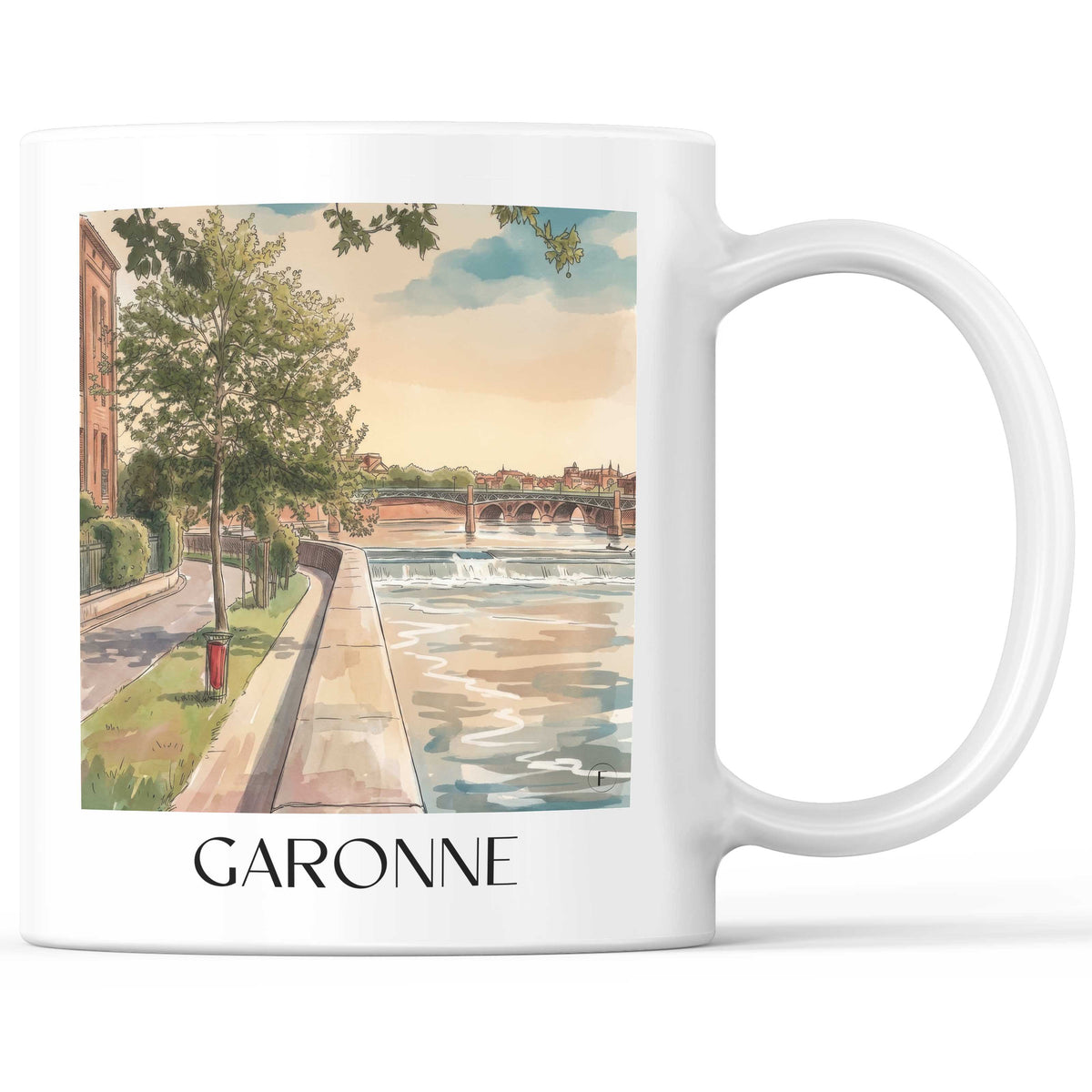 Garonne Kaffeebecher - Toulouse - Frankreich Becher - Kaffeetasse im Aquarell Stil - favplace