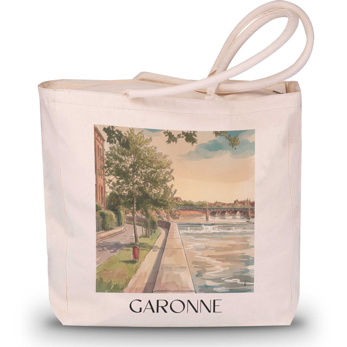 Garonne Shopping Tasche - Toulouse - Frankreich Tote Bag - Einkaufstasche im Aquarell Stil - favplace