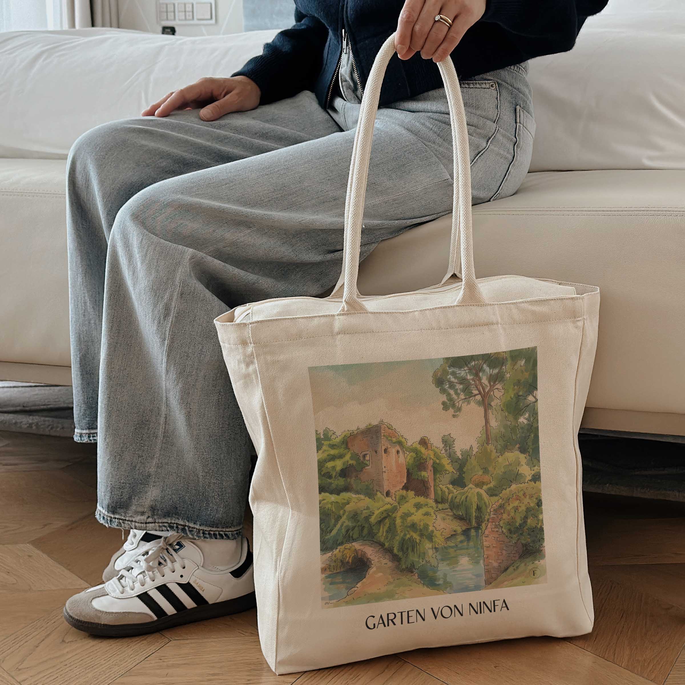 garten-von-ninfa-cisterna-di-latina-italien-einkaufstasche-aquarell