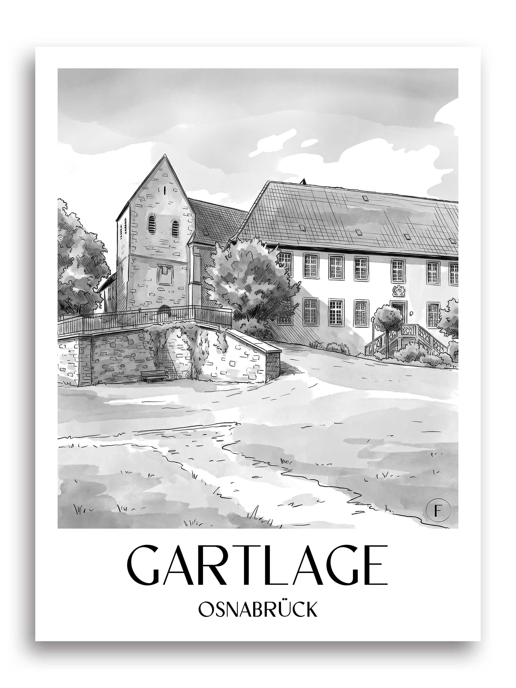 gartlage-osnabrück-deutschland-poster-aquarell-schwarz-weiss