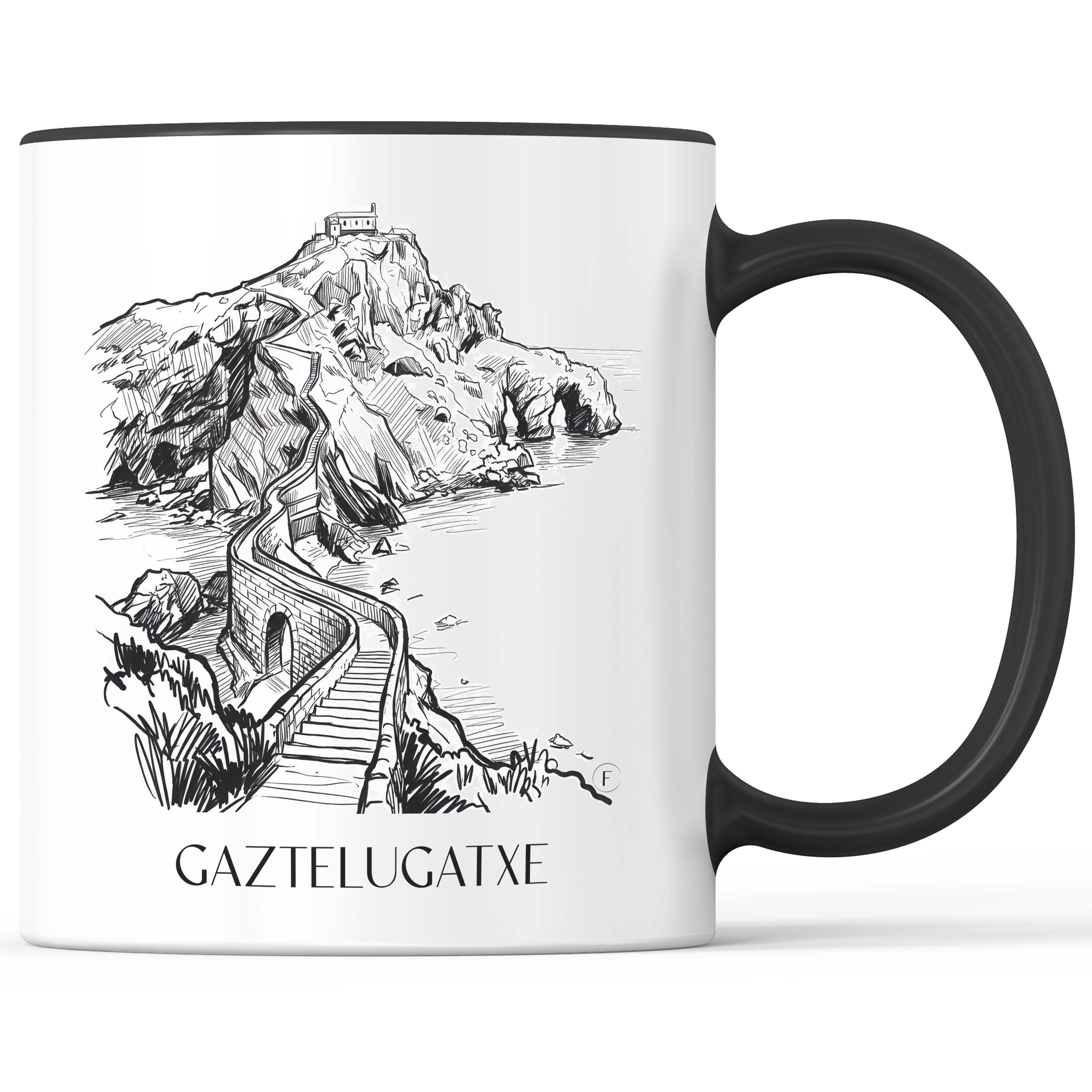 Gaztelugatxe Kaffeebecher - Spanien - Spanien Becher - Kaffeetasse im Skizze Stil - favplace