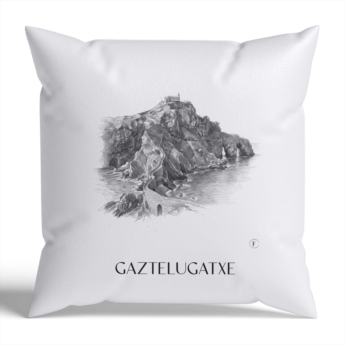 Gaztelugatxe Kissenhülle - Zierkissen Bezug - Spanien - Spanien Kissen bzw. Kissenbezug im Zeichnung Stil - favplace