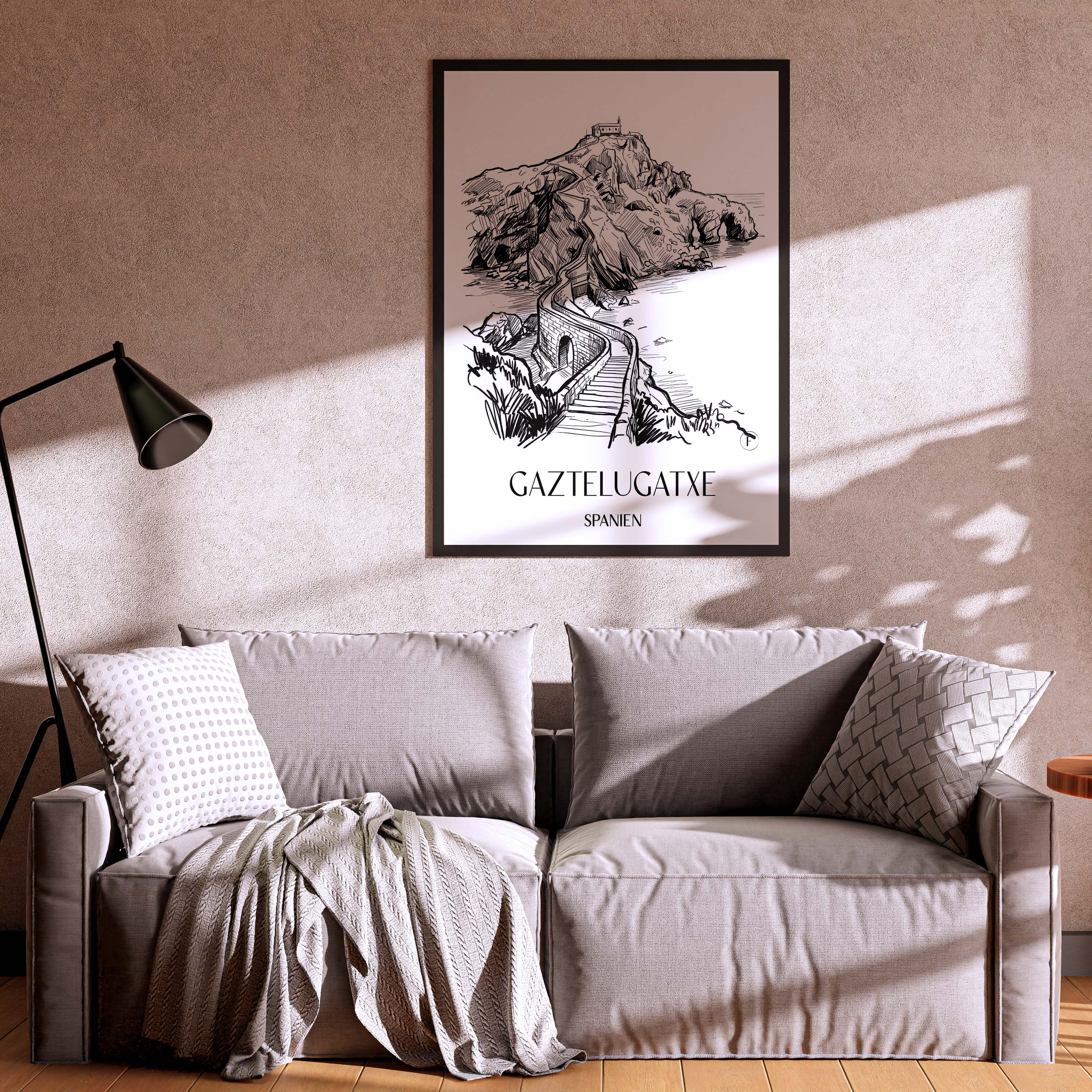 gaztelugatxe-spanien-spanien-poster-skizze