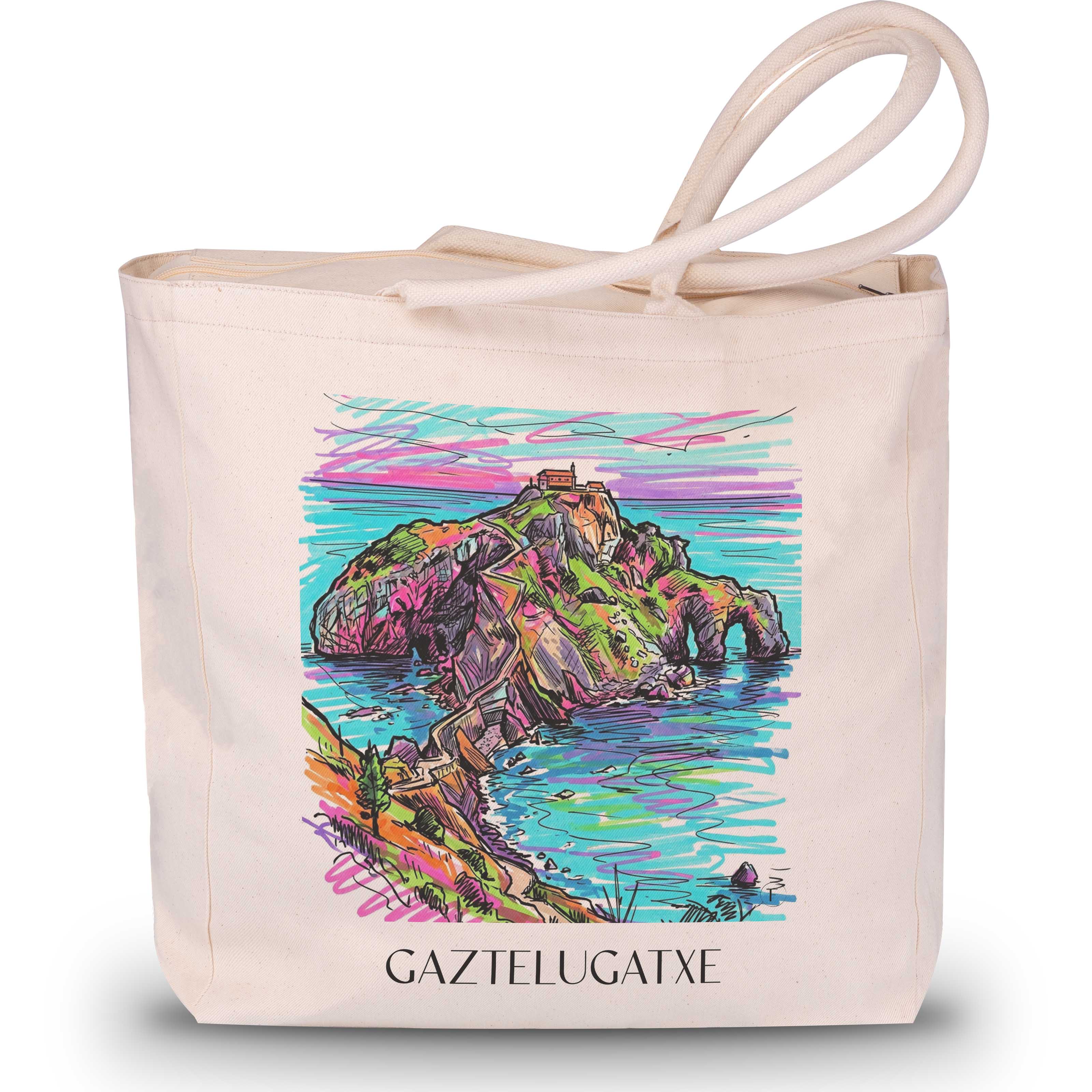 Gaztelugatxe Shopping Tasche - Spanien - Spanien Tote Bag - Einkaufstasche im Tag Graffiti Stil - favplace