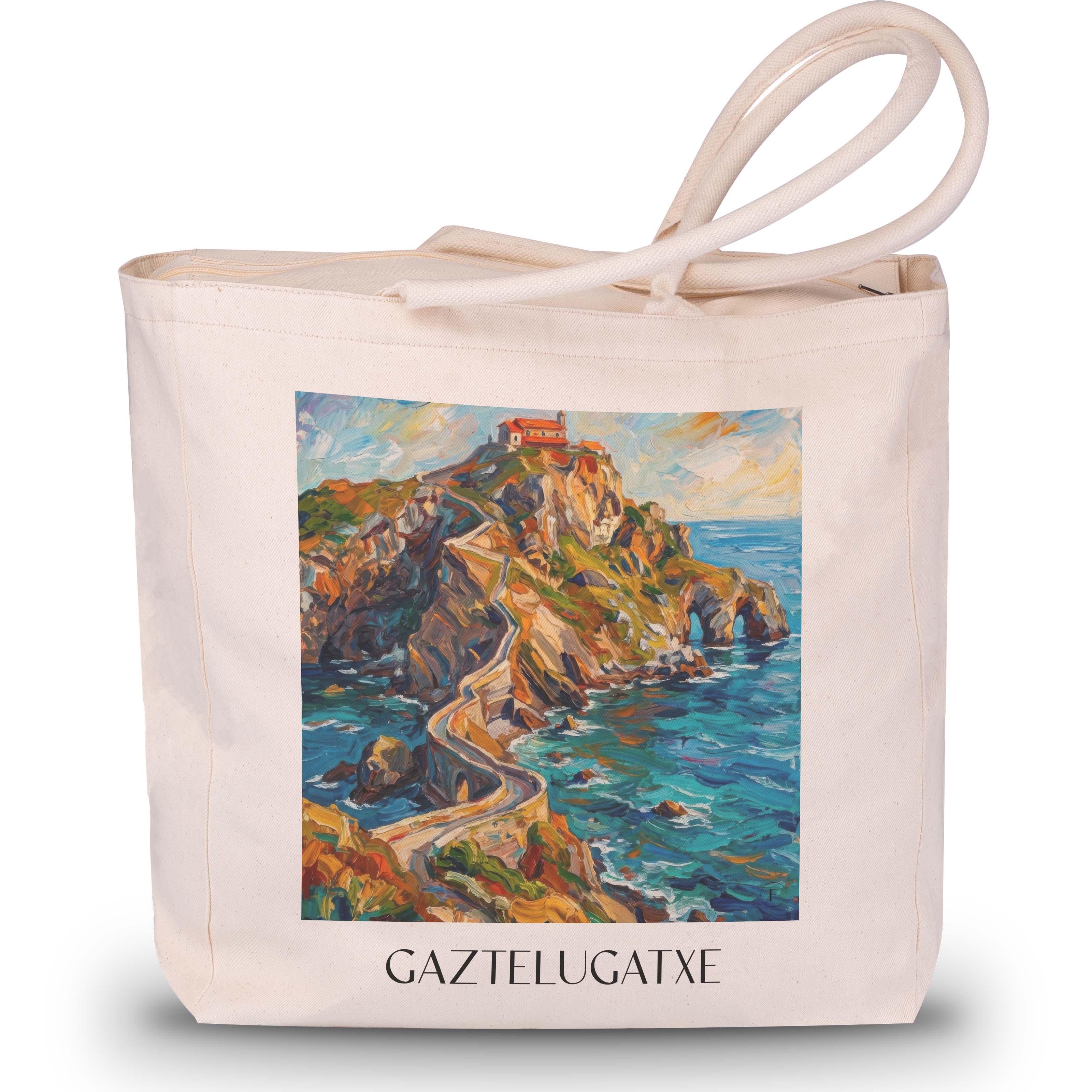 gaztelugatxe-spanien-spanien-einkaufstasche-oil-painting-oelgemaelde