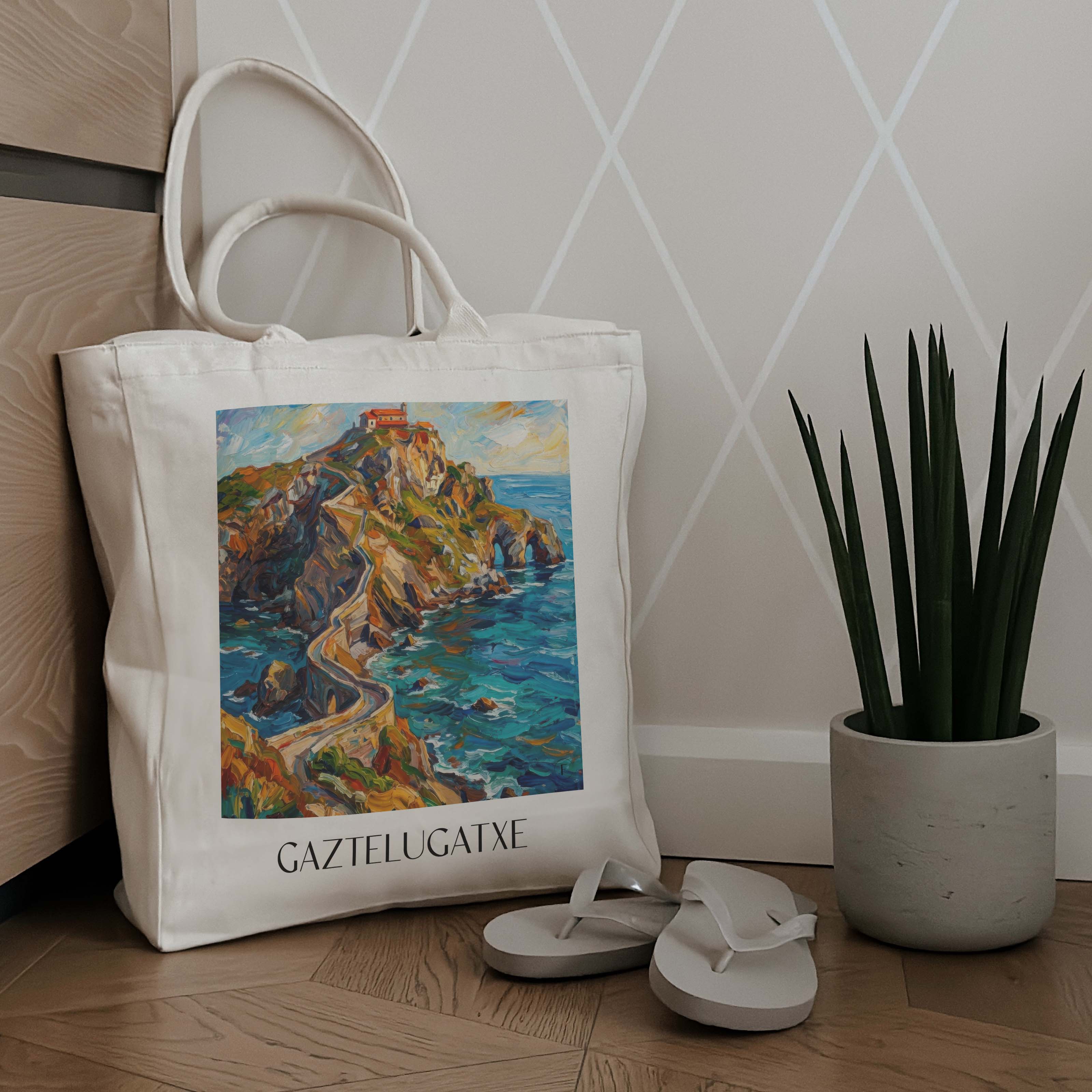 gaztelugatxe-spanien-spanien-einkaufstasche-oil-painting-oelgemaelde