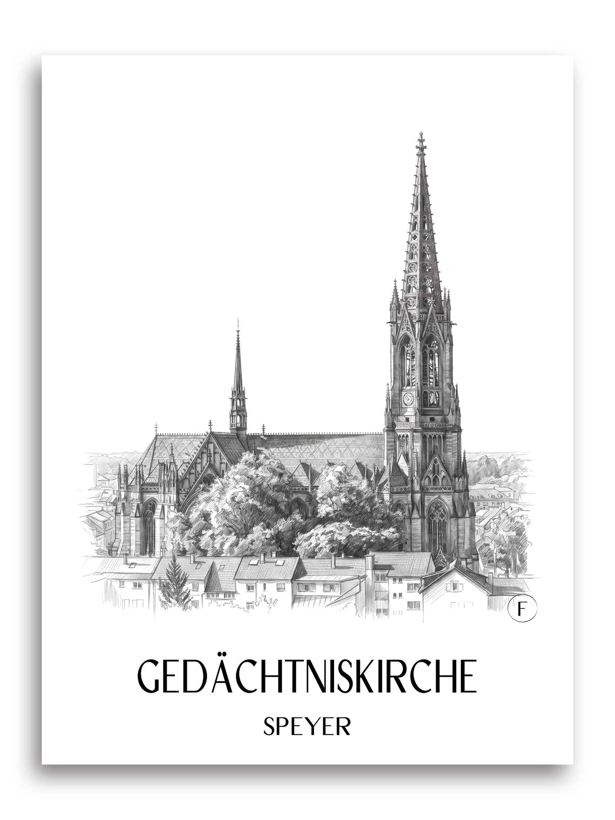 gedächtniskirche-speyer-deutschland-poster-bleistift-zeichnung-drawing