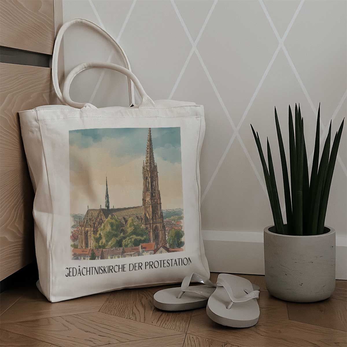 gedächtniskirche-der-protestation-speyer-deutschland-einkaufstasche-aquarell