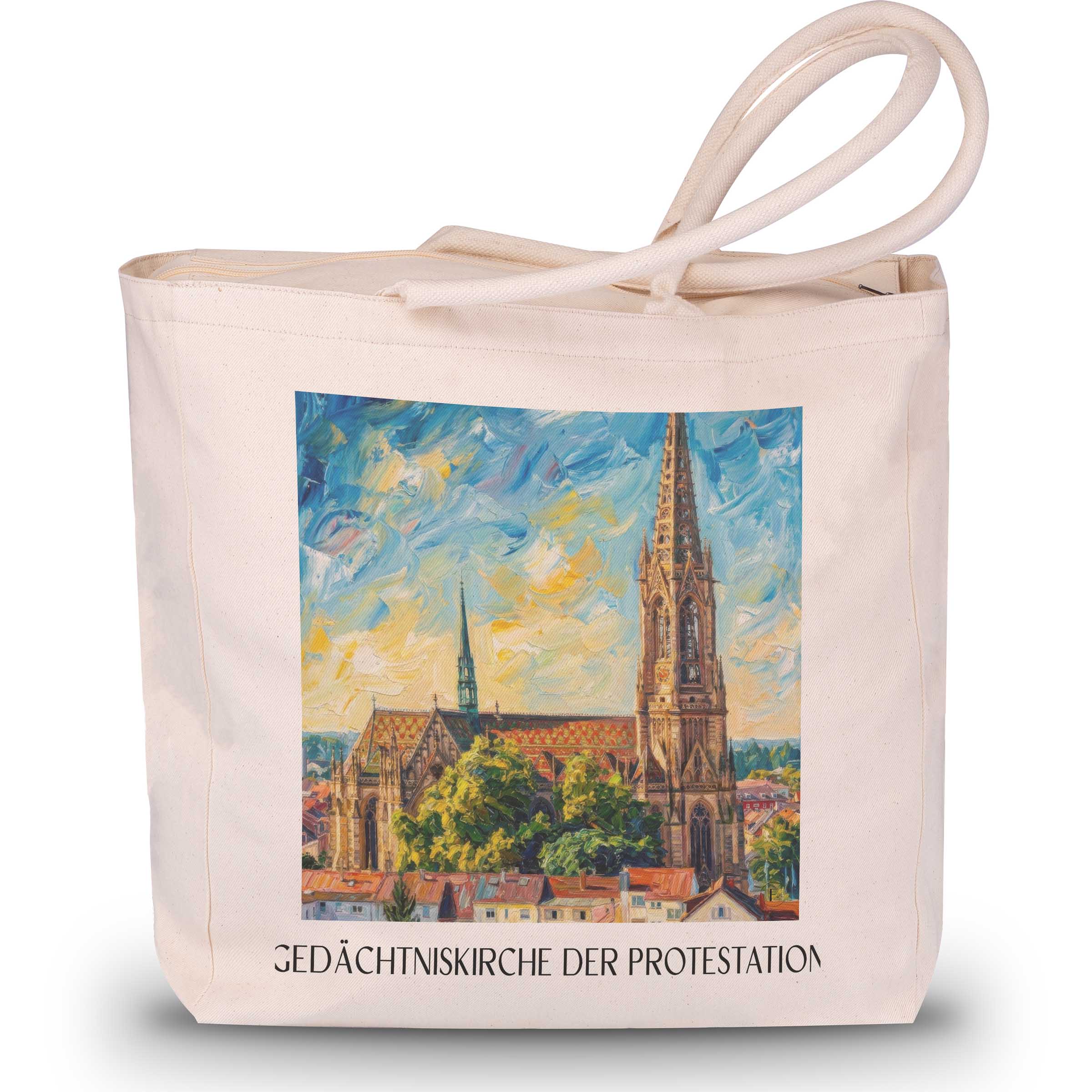 gedächtniskirche-der-protestation-speyer-deutschland-einkaufstasche-oil-painting-oelgemaelde