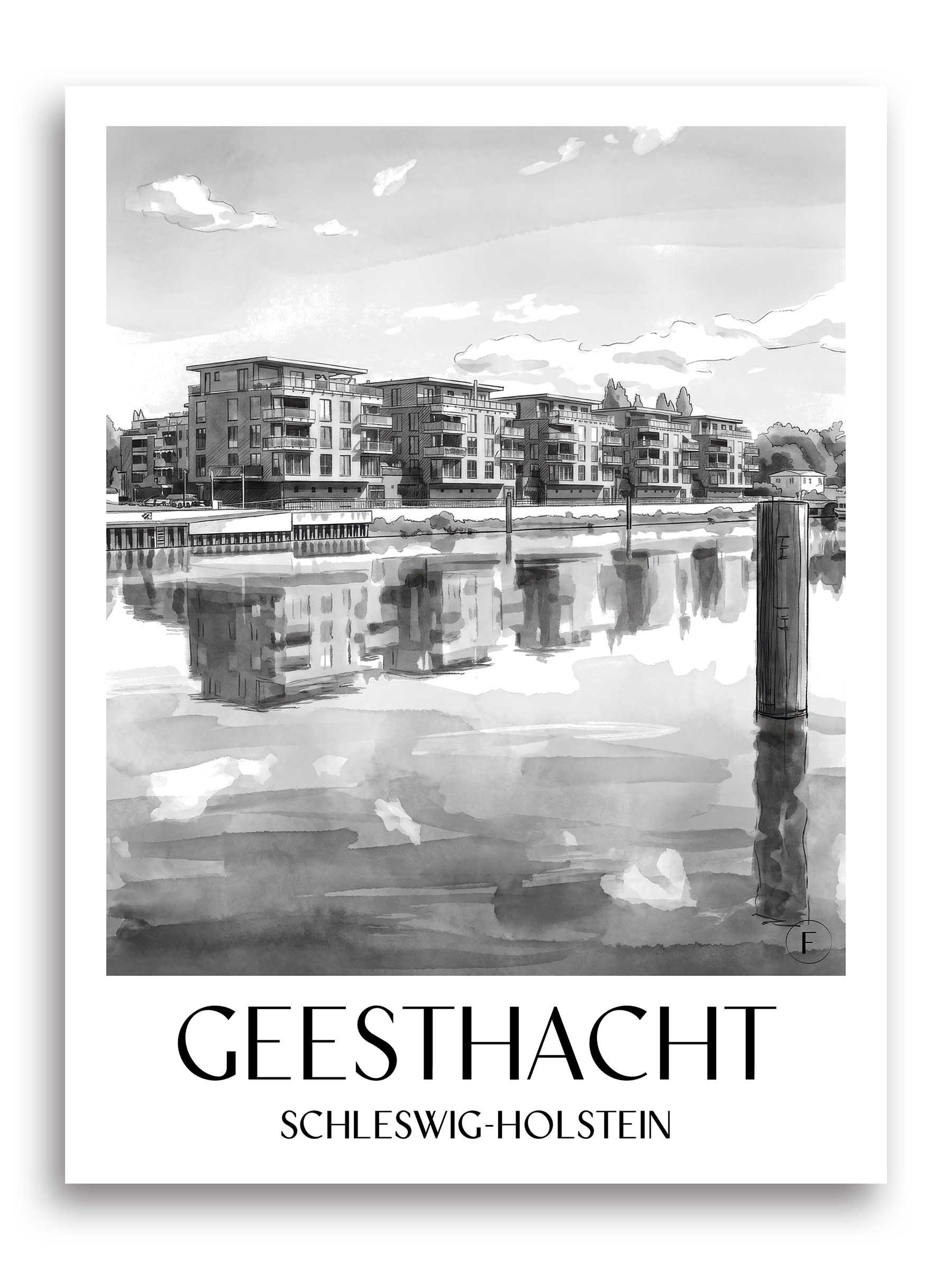 geesthacht-schleswig-holstein-deutschland-poster-aquarell-schwarz-weiss