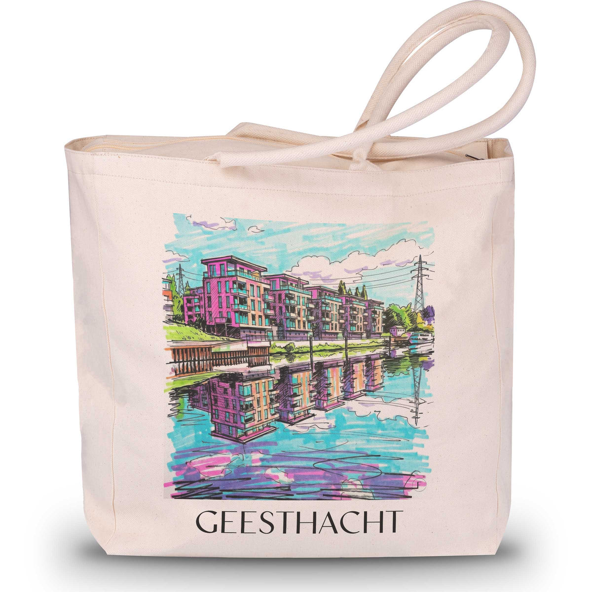 Geesthacht Shopping Tasche - Schleswig-Holstein - Deutschland Tote Bag - Einkaufstasche im Tag Graffiti Stil - favplace
