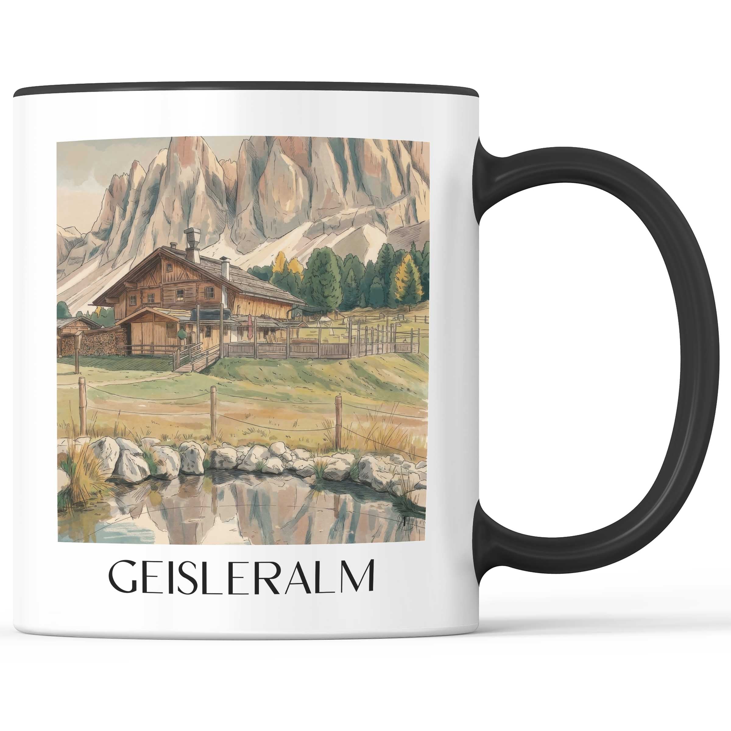 Geisleralm Kaffeebecher - Dolomiten - Italien Becher - Kaffeetasse im Aquarell Stil - favplace