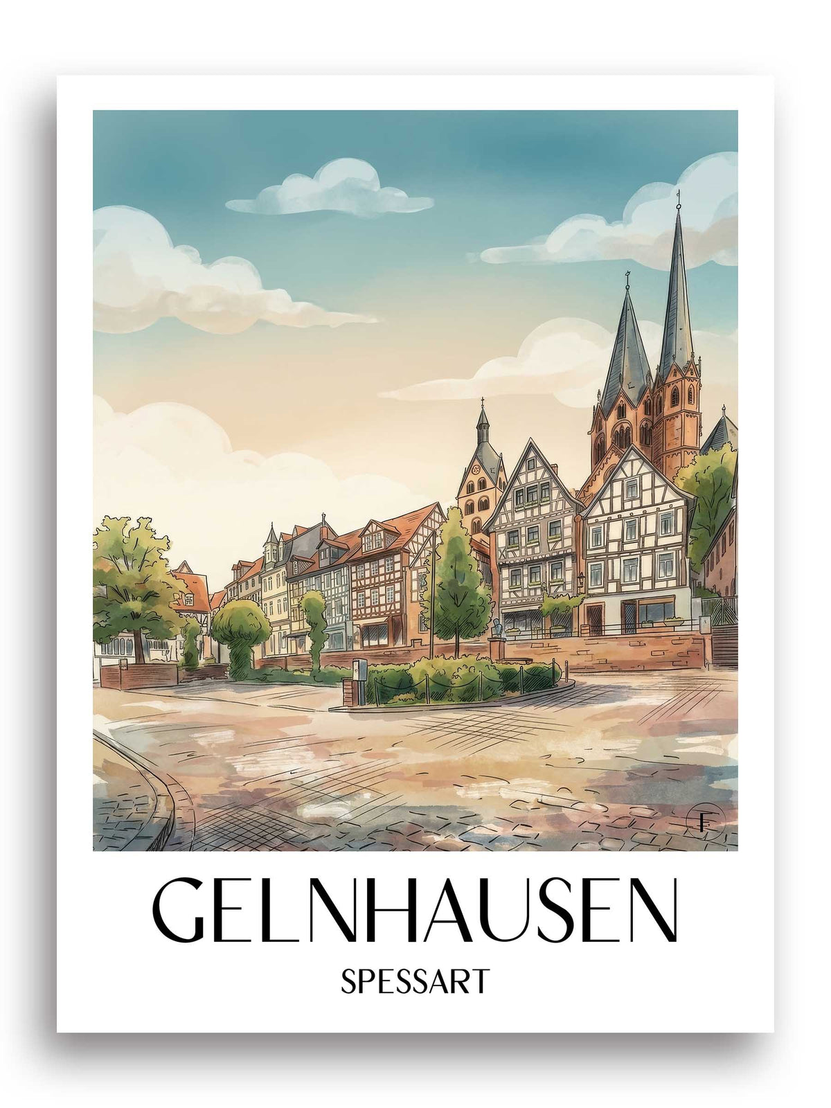 gelnhausen-spessart-deutschland-poster-aquarell