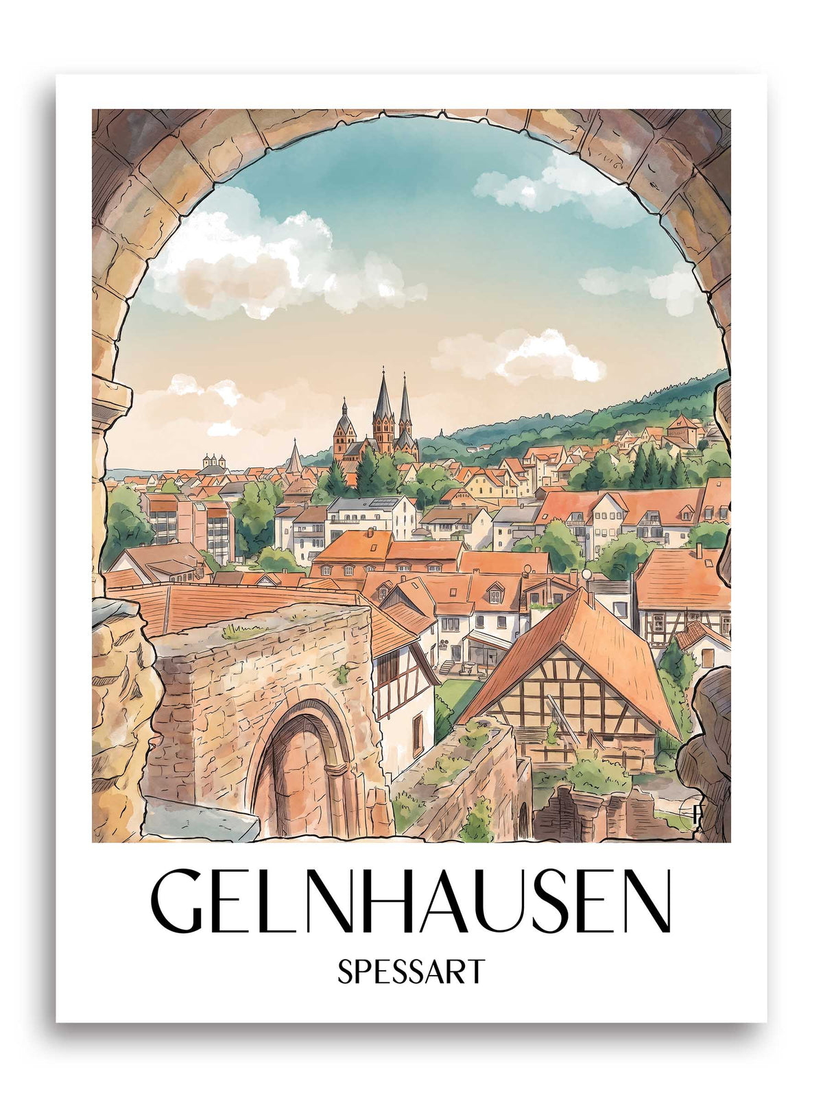 gelnhausen-spessart-deutschland-poster-aquarell