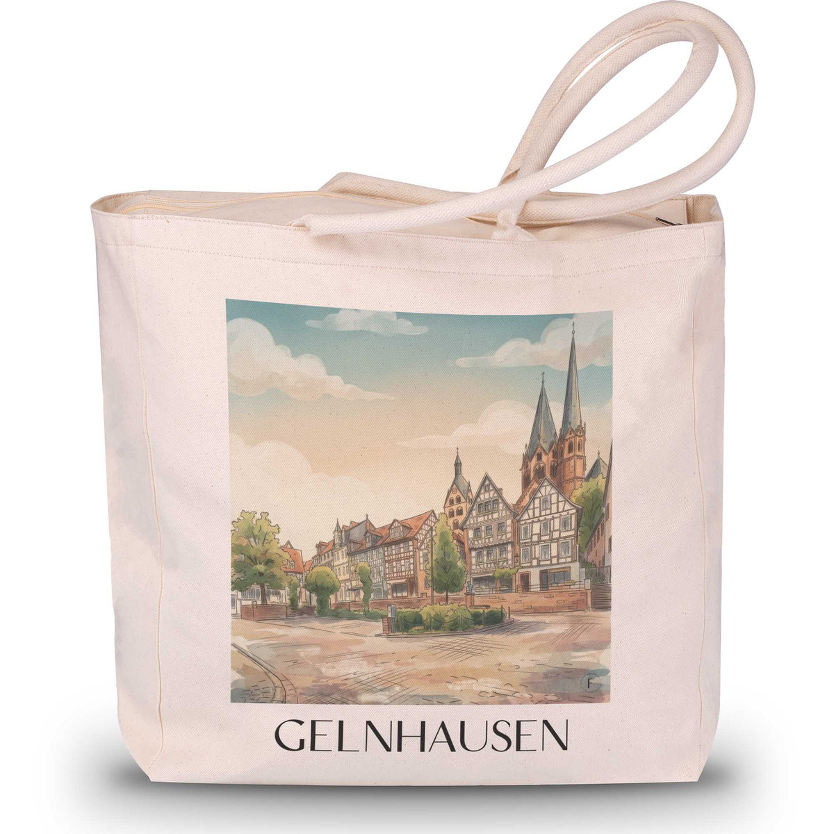gelnhausen-spessart-deutschland-einkaufstasche-aquarell