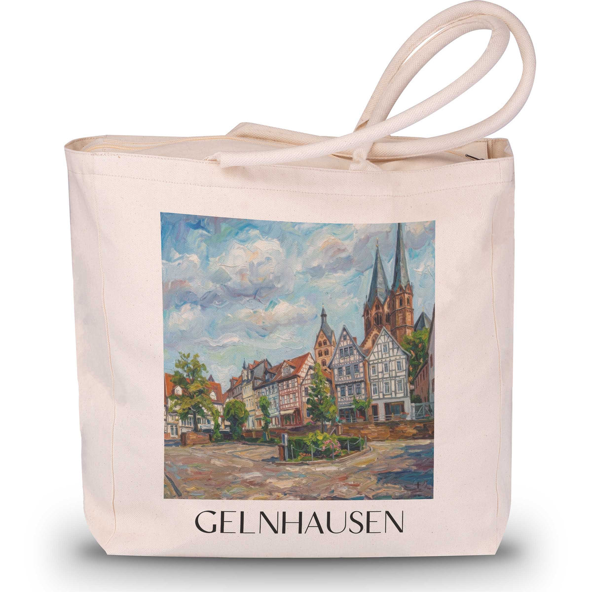 Gelnhausen Shopping Tasche - Spessart - Deutschland Tote Bag - Einkaufstasche im Ölgemälde Stil - favplace
