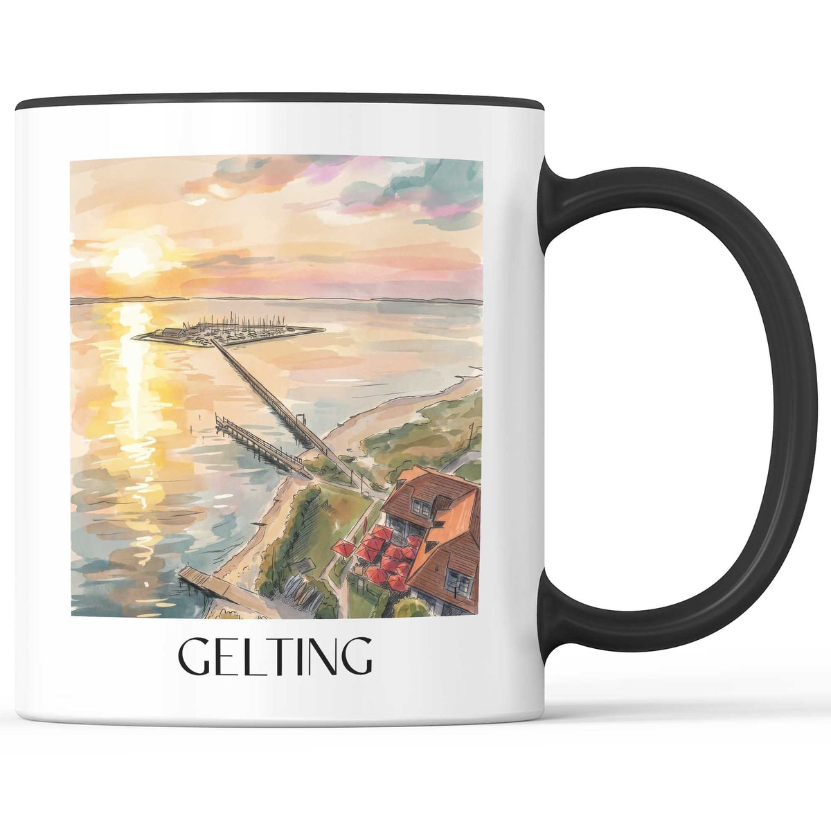 gelting-schleswig-holstein-deutschland-kaffeebecher-aquarell