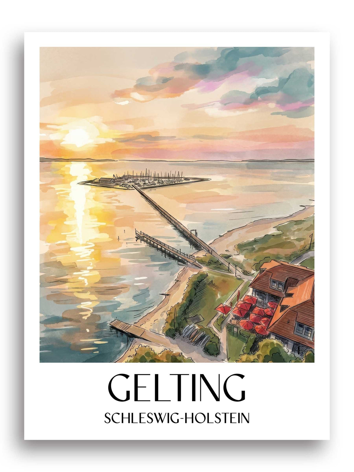 gelting-schleswig-holstein-deutschland-poster-aquarell
