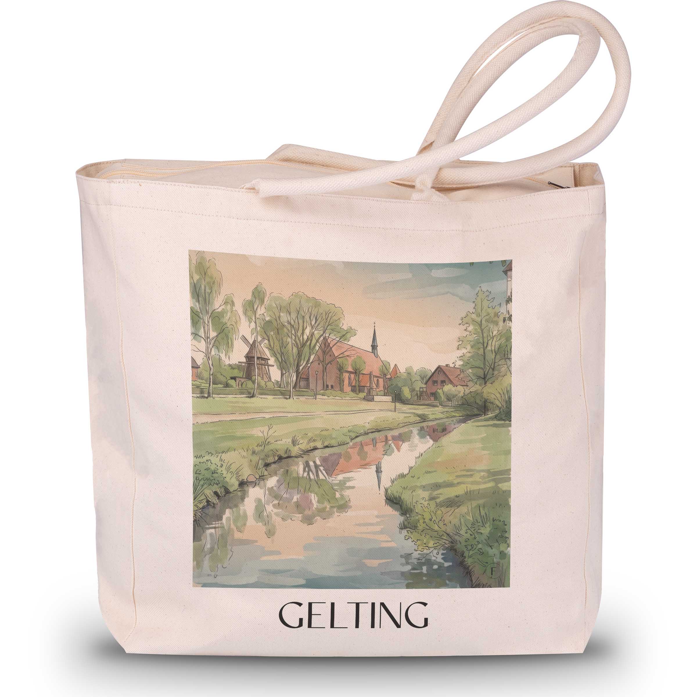 gelting-schleswig-deutschland-einkaufstasche-aquarell