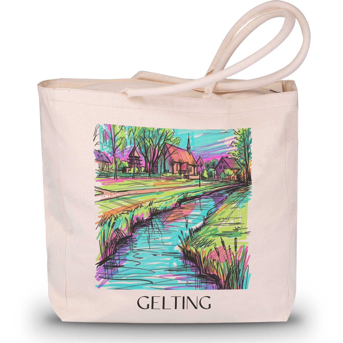 Gelting Shopping Tasche - Schleswig - Deutschland Tote Bag - Einkaufstasche im Tag Graffiti Stil - favplace