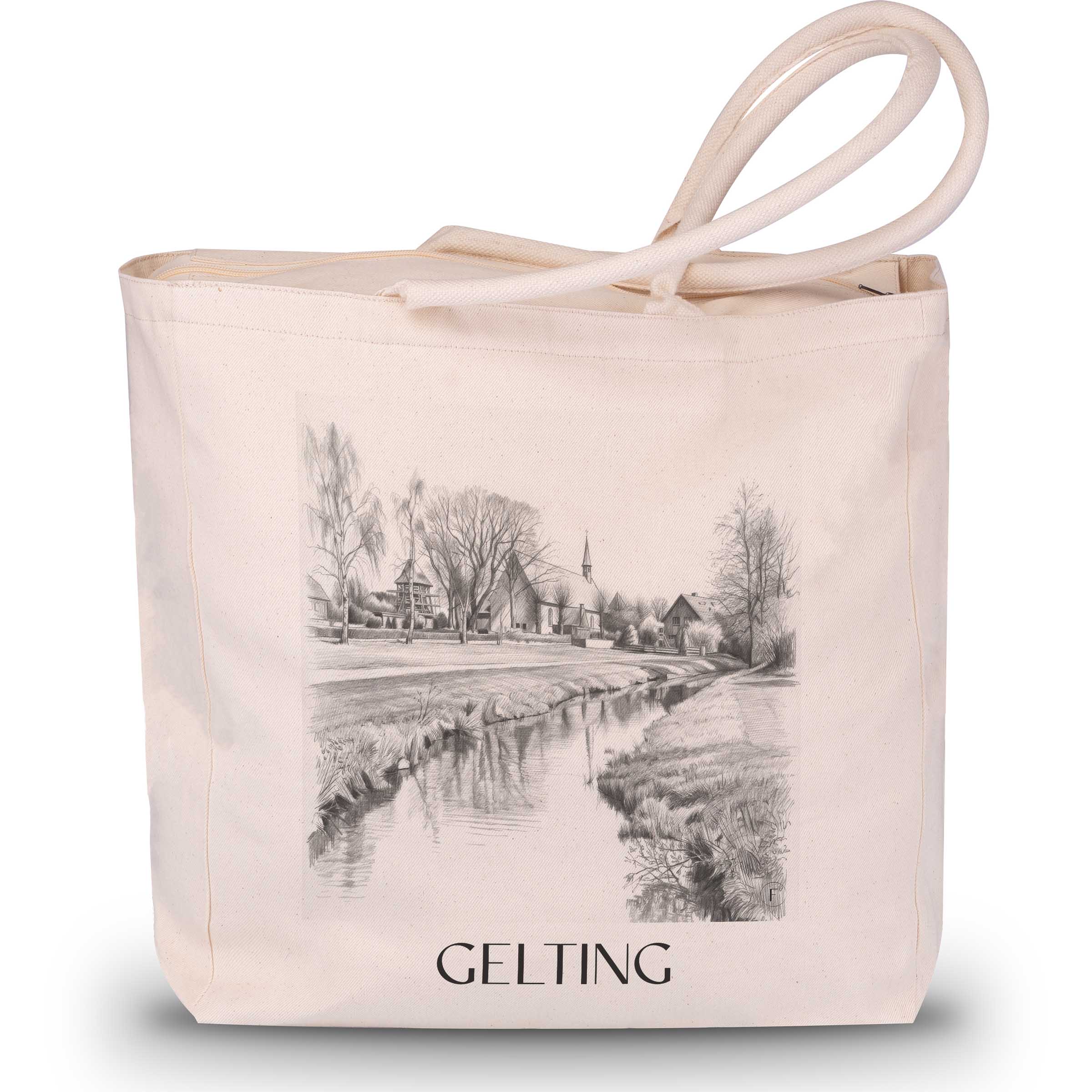 Gelting Shopping Tasche - Schleswig - Deutschland Tote Bag - Einkaufstasche im Zeichnung Stil