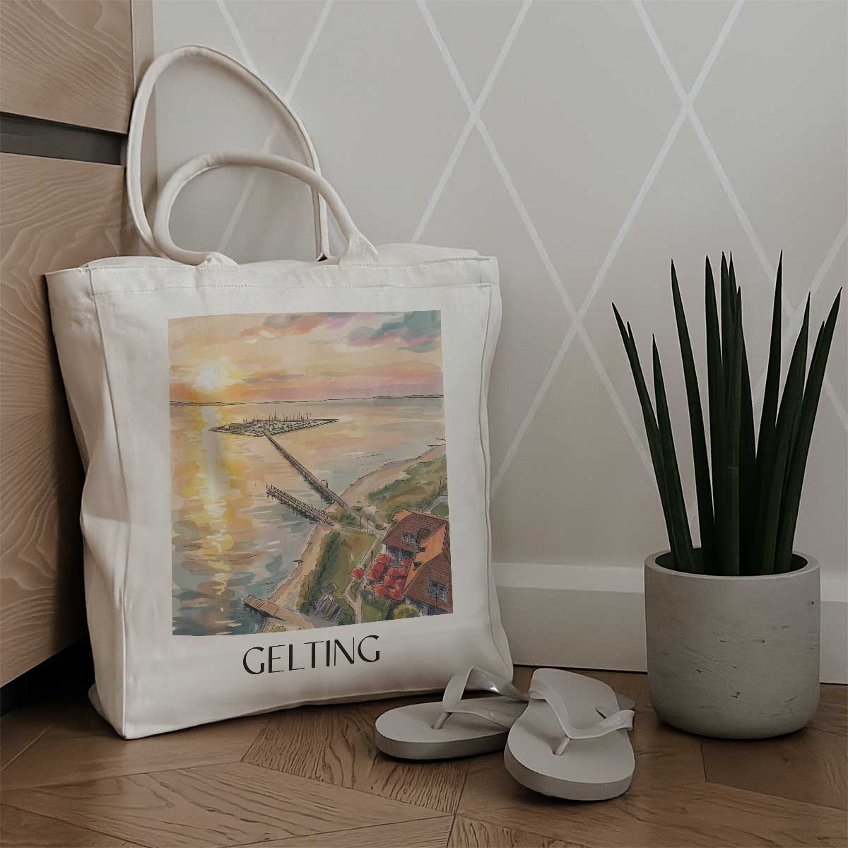 gelting-schleswig-holstein-deutschland-einkaufstasche-aquarell