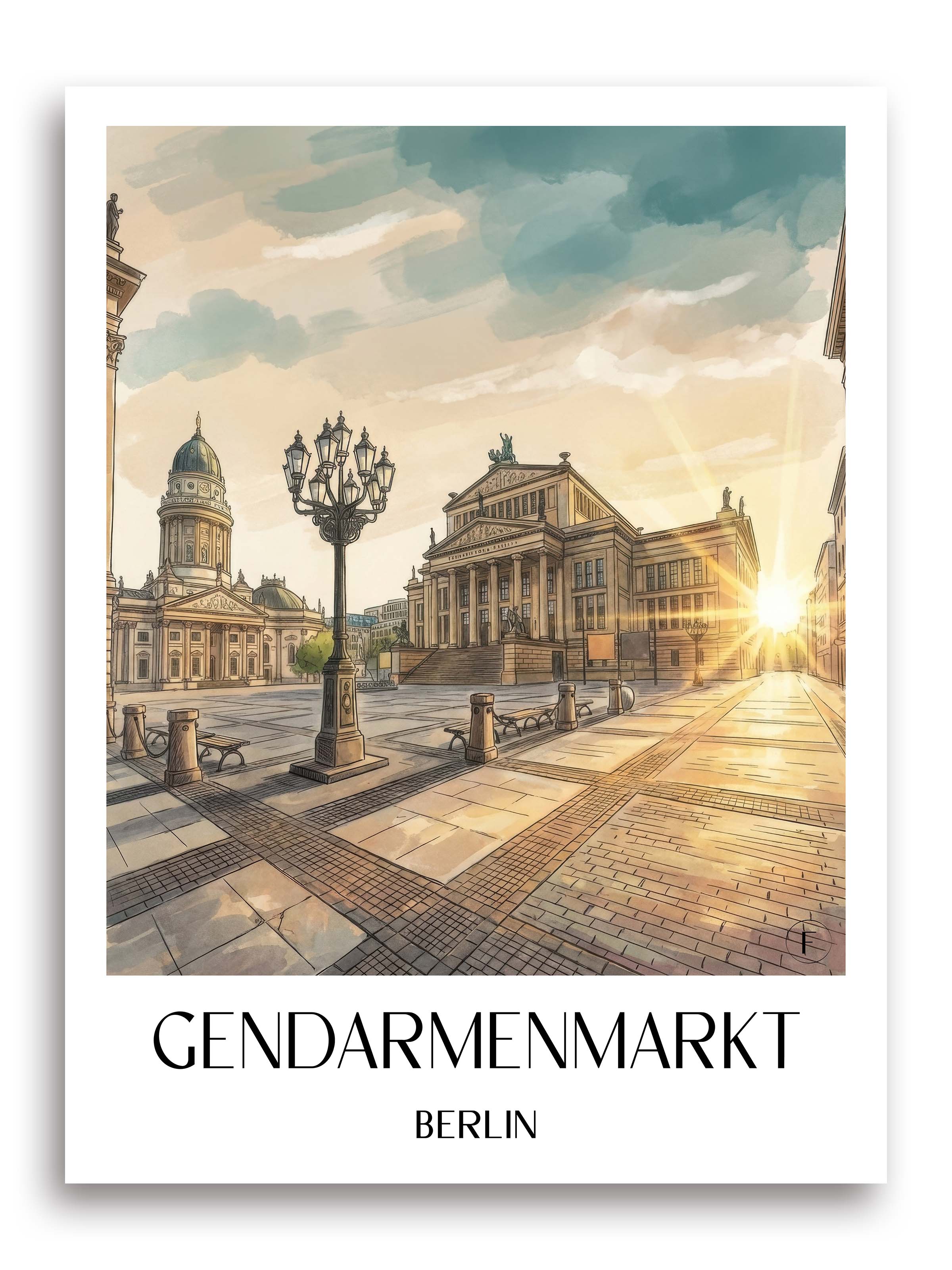 Gendarmenmarkt Poster - Berlin - Deutschland Kunstdruck - Aquarell von A4 bis A1 - favplace