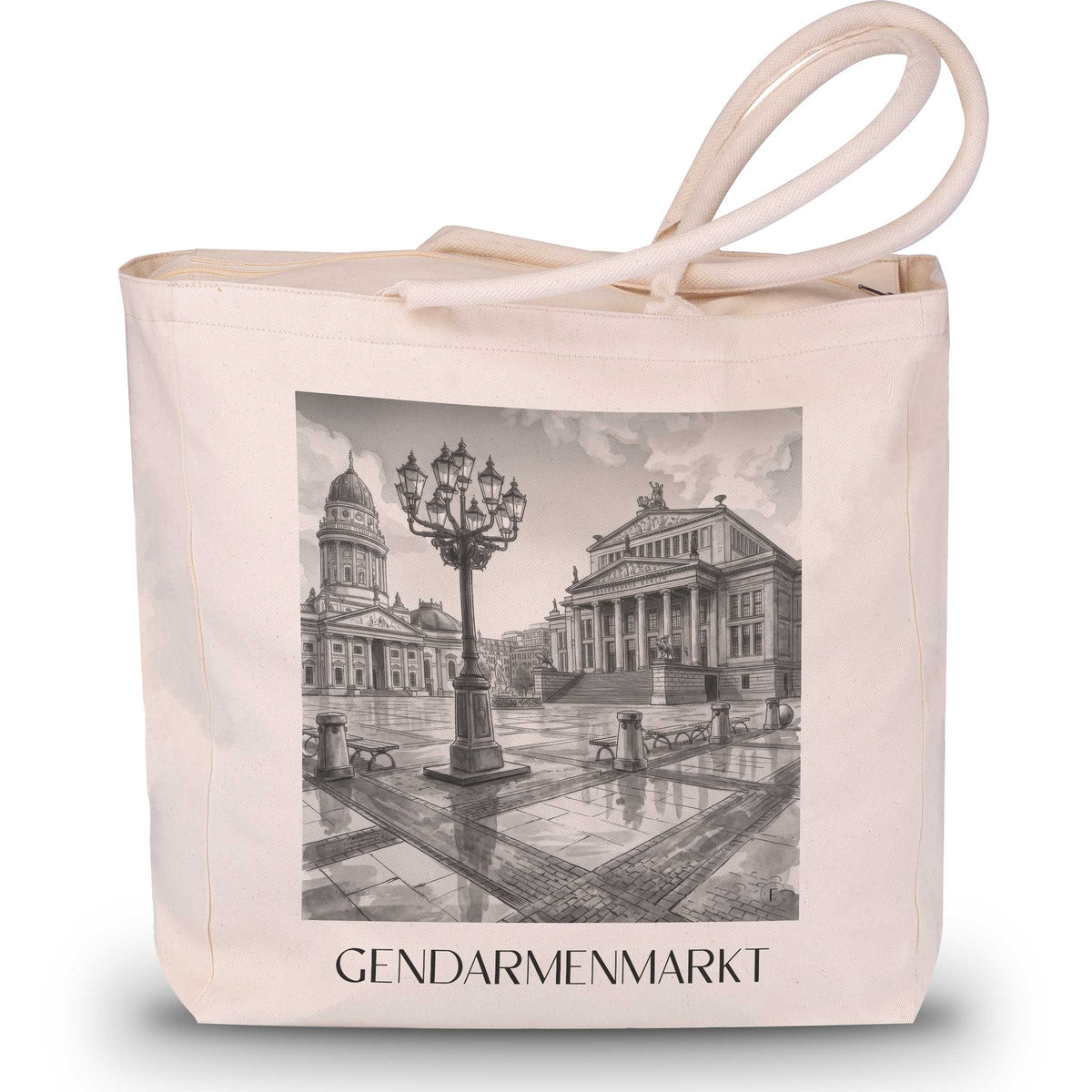 Gendarmenmarkt Shopping Tasche - Berlin - Deutschland Tote Bag - Einkaufstasche im Aquarell Schwarz-Weiß Stil - favplace