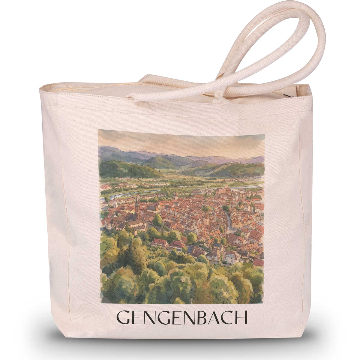 Gengenbach Shopping Tasche - Schwarzwald - Deutschland Tote Bag - Einkaufstasche im Aquarell Stil - favplace