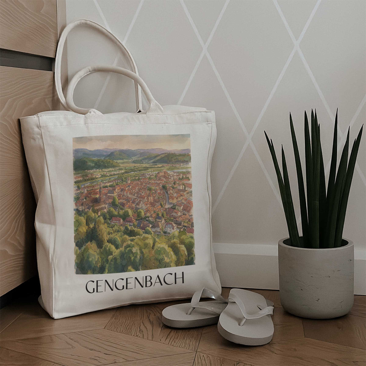 gengenbach-schwarzwald-deutschland-einkaufstasche-aquarell