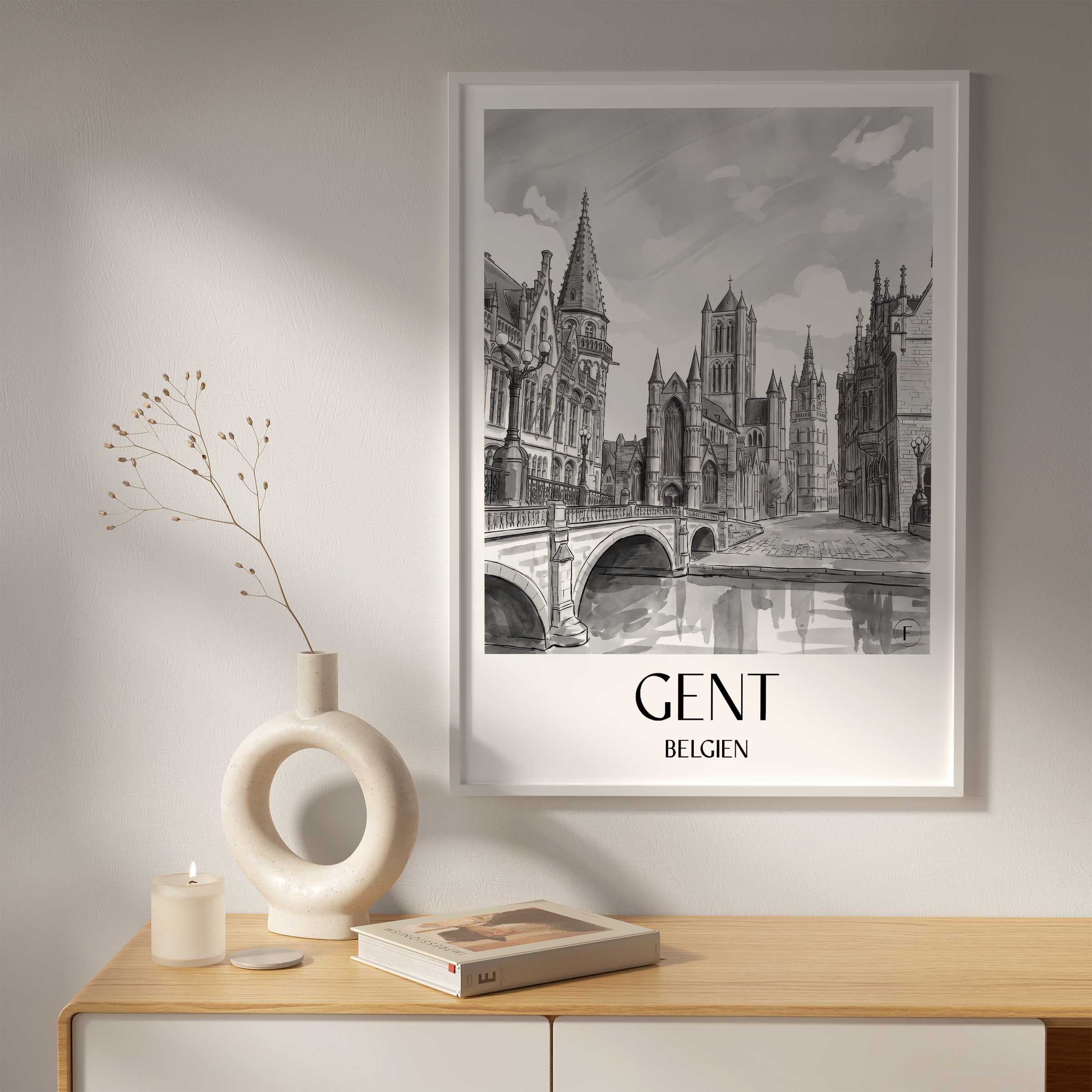 gent-belgien-belgien-poster-aquarell-schwarz-weiss