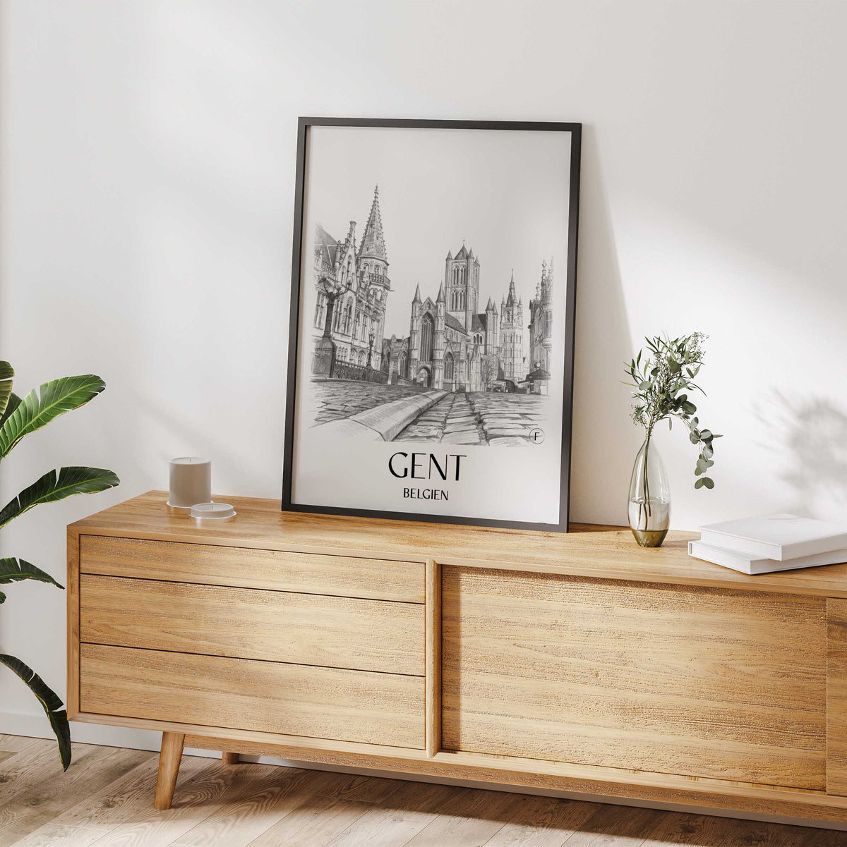 gent-belgien-belgien-poster-bleistift-zeichnung-drawing