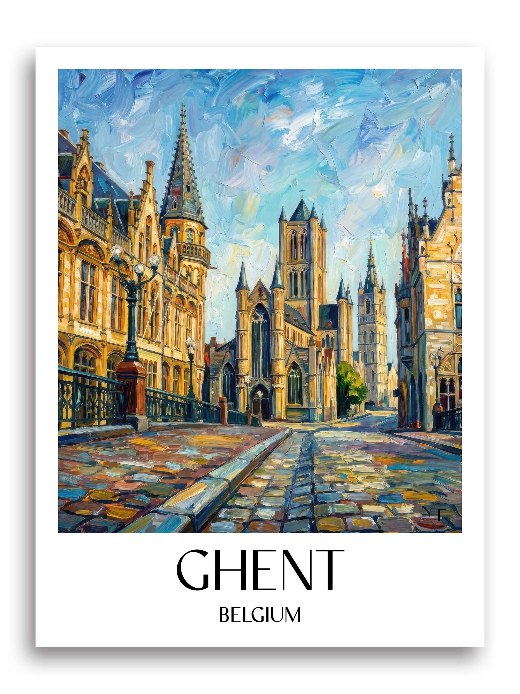 Gent Poster - Belgien - Belgien Kunstdruck - Ölgemälde von A4 bis A1 - favplace