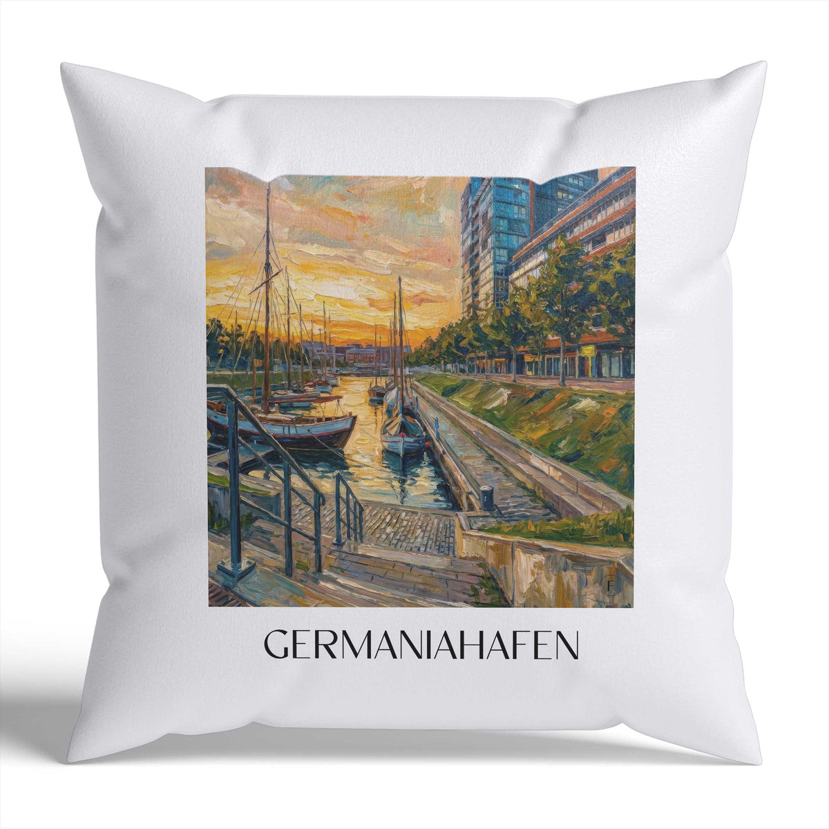 Germaniahafen Kissenhülle - Zierkissen Bezug - Kiel - Deutschland Kissen bzw. Kissenbezug im Ölgemälde Stil - favplace