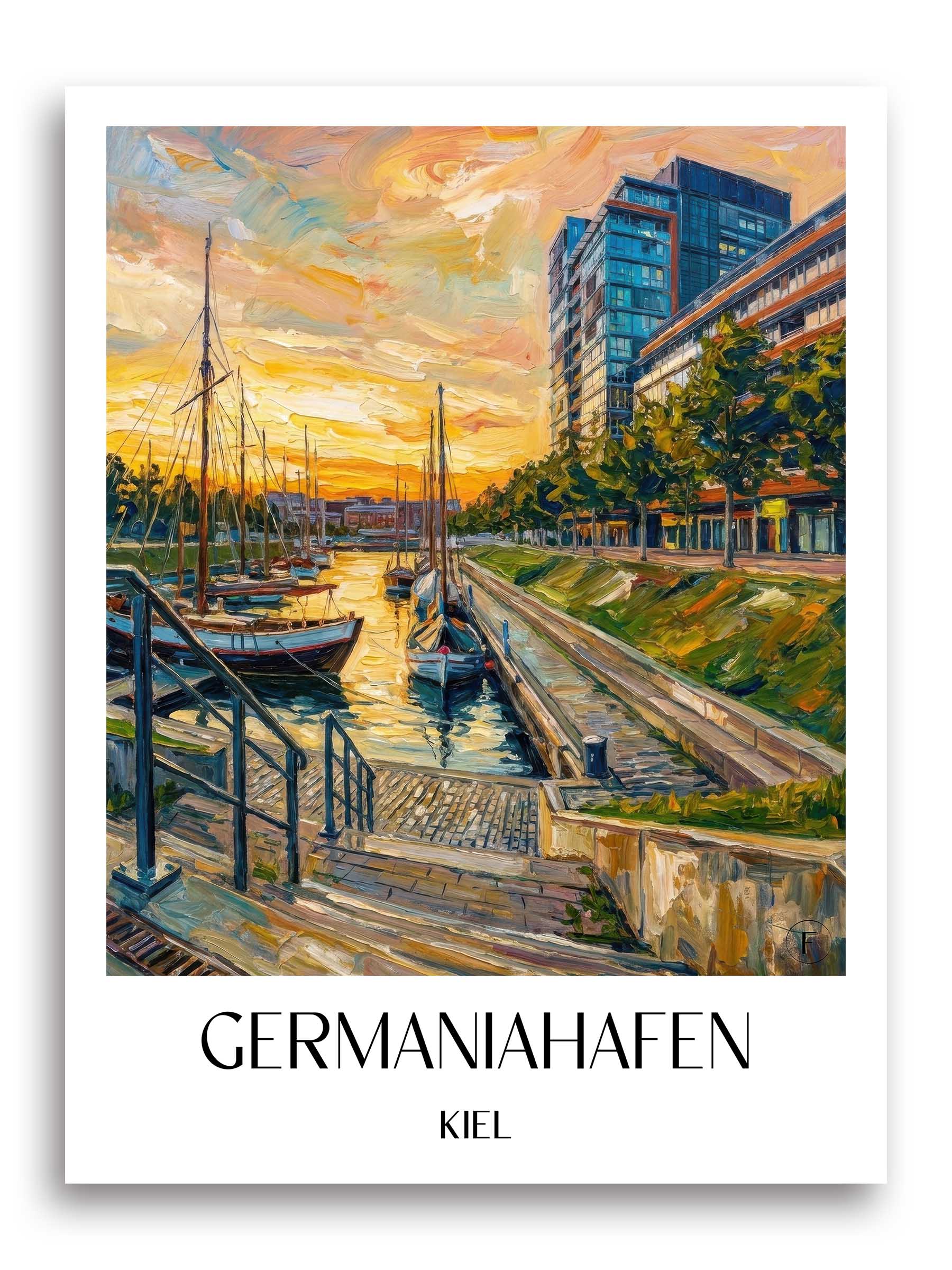 Germaniahafen Poster - Kiel - Deutschland Kunstdruck - Ölgemälde von A4 bis A1 - favplace